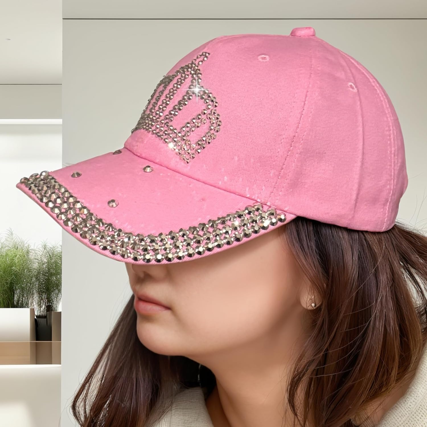 Popfizzy Rhinestone Baseball Cap for Women and Girls, Fun Bedazzled Hats, Cute Bling Denim and Diamond Hat, Sparkly Gifts - Image 4