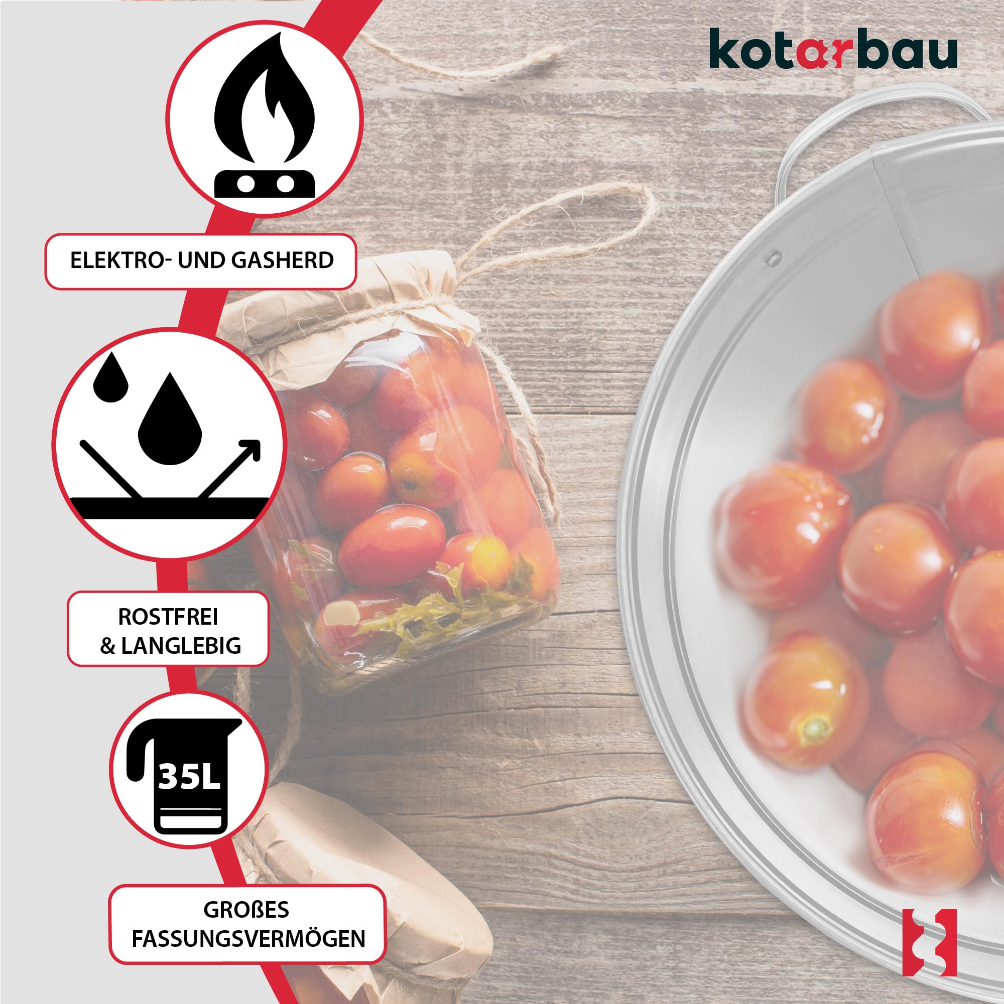 KOTARBAU® Einkochtopf 32 Liter mit Deckel & Zwischenboden, verzinkter Stahl