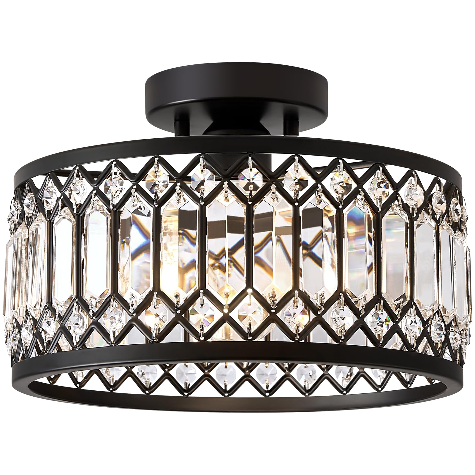 Vikaey Crystal Black Ceiling Light, Hallway Ceiling Lights, 1-Light, 11.4in