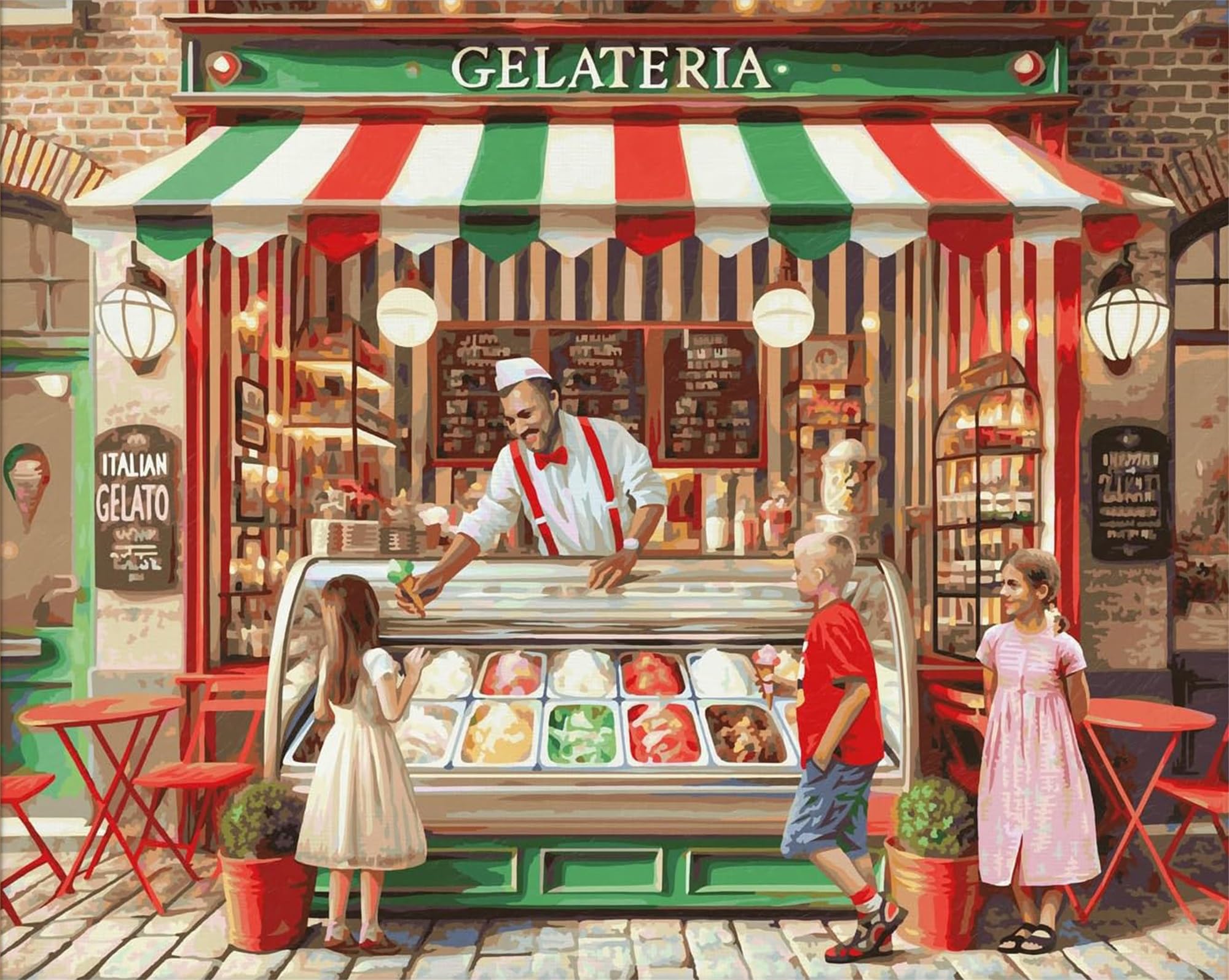 Xiangxujia Adults Paint by Number Kits,Painting by Number Kits on Canvas,Large Color by Numbers Adult Watercolor Gifts for Friends Wall Decor (gelateria) — image 1