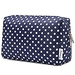 Narwey Cute Makeup Bag Travel Cosmetic Bag Organizer Toiletry Bag Make Up Bags with Compartments for Women Girls (Large, Polka Dot)