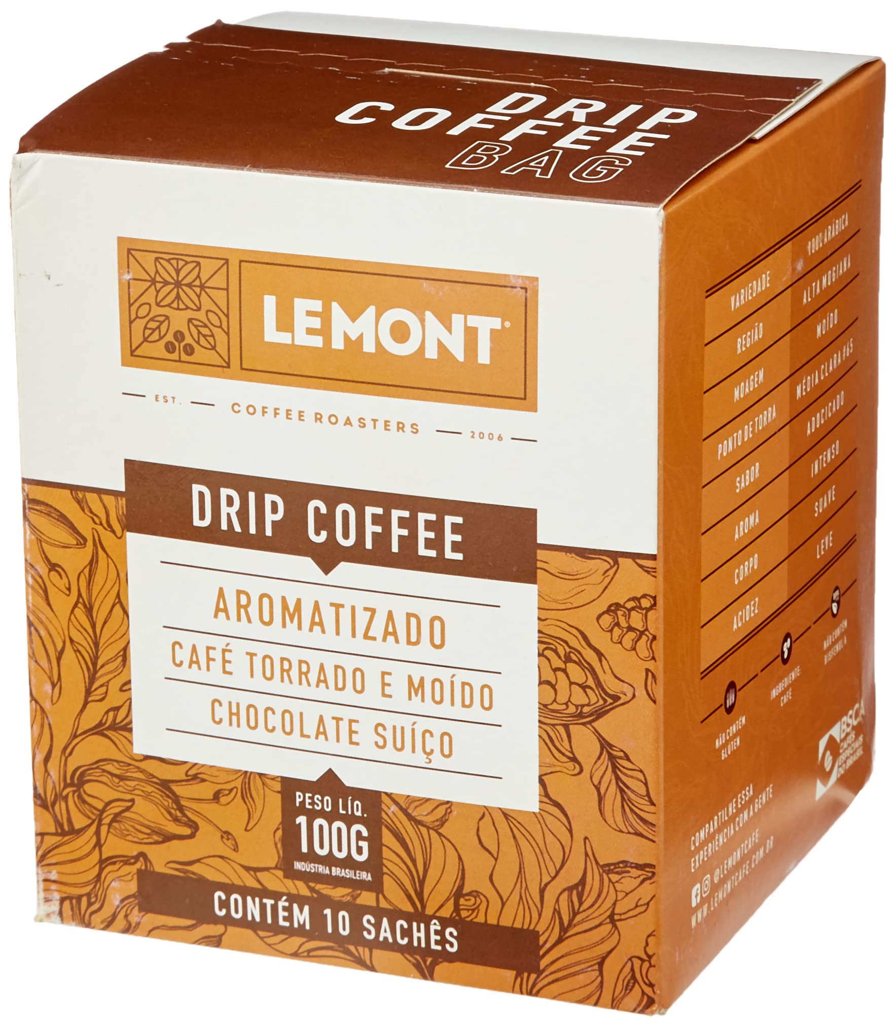 Lemont Café Drip Coffee Le Mont - Aromatizado Chocolate Belga
