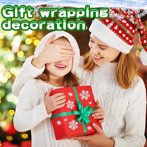 Miniatura 4 de 20 hojas de calcomanías para sellos de sobres de Navidad, calcomanías de copos de nieve con purpurina, calcomanías de copo de nieve de Navidad,