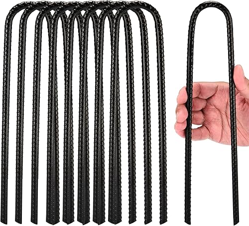 LEADWIN Estacas para trampolines, 8 anclajes de trampolín en forma de U de 12 pulgadas, resistentes al viento, hechas de acero galvanizado con