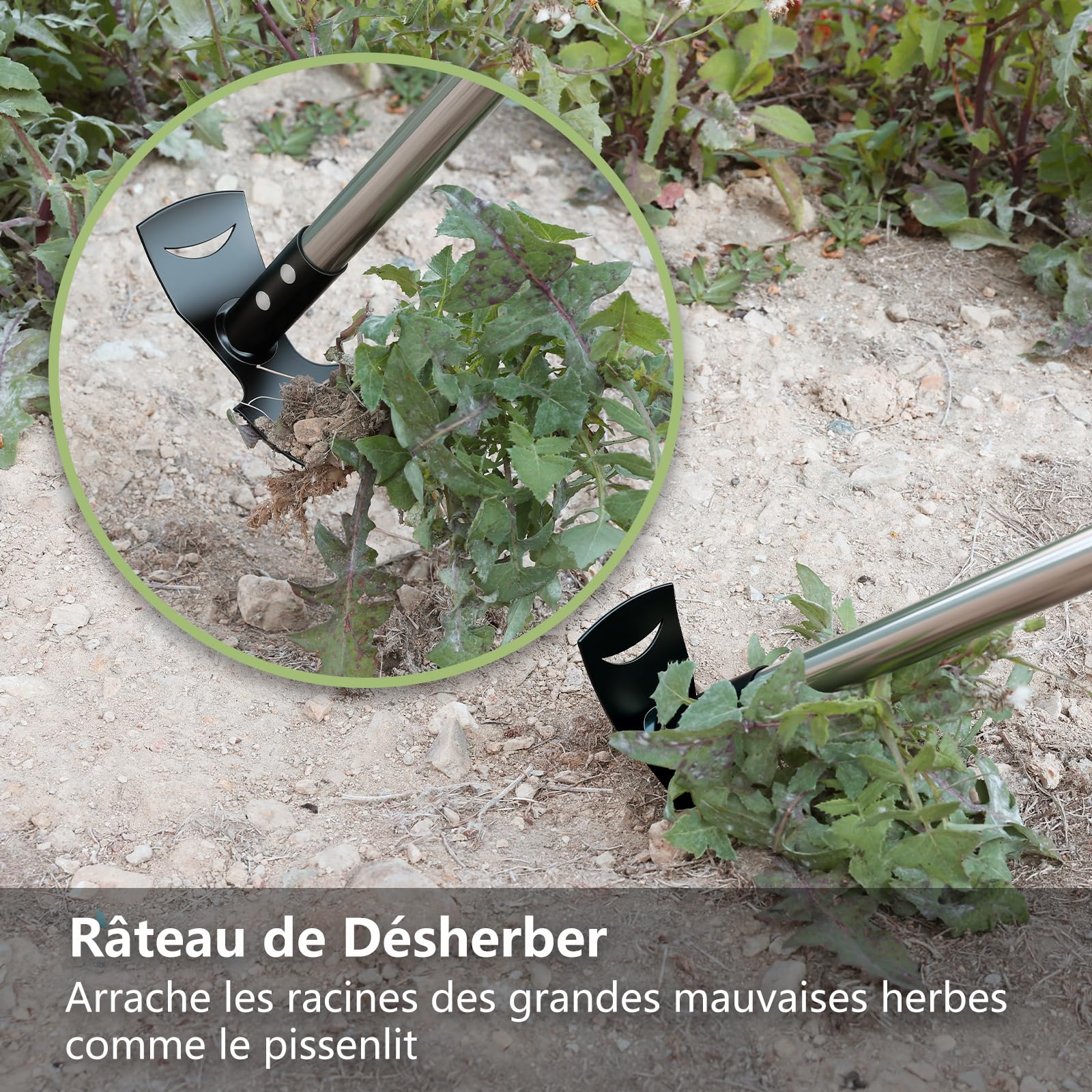 Mitclear Binette Jardinage avec Manche Long(148cm), Outils de Jardin avec Binette et Râteau de Désherbage, Desherbeur Manuel, Houe de Jardin avec 6 Griffes pour Ameublir, Aérer et Désherber Le Sol