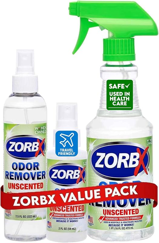 Removedor de Odores sem Fragrância ZORBX para Cães e Ambientes, 16 oz + 7,5 oz + 2 oz