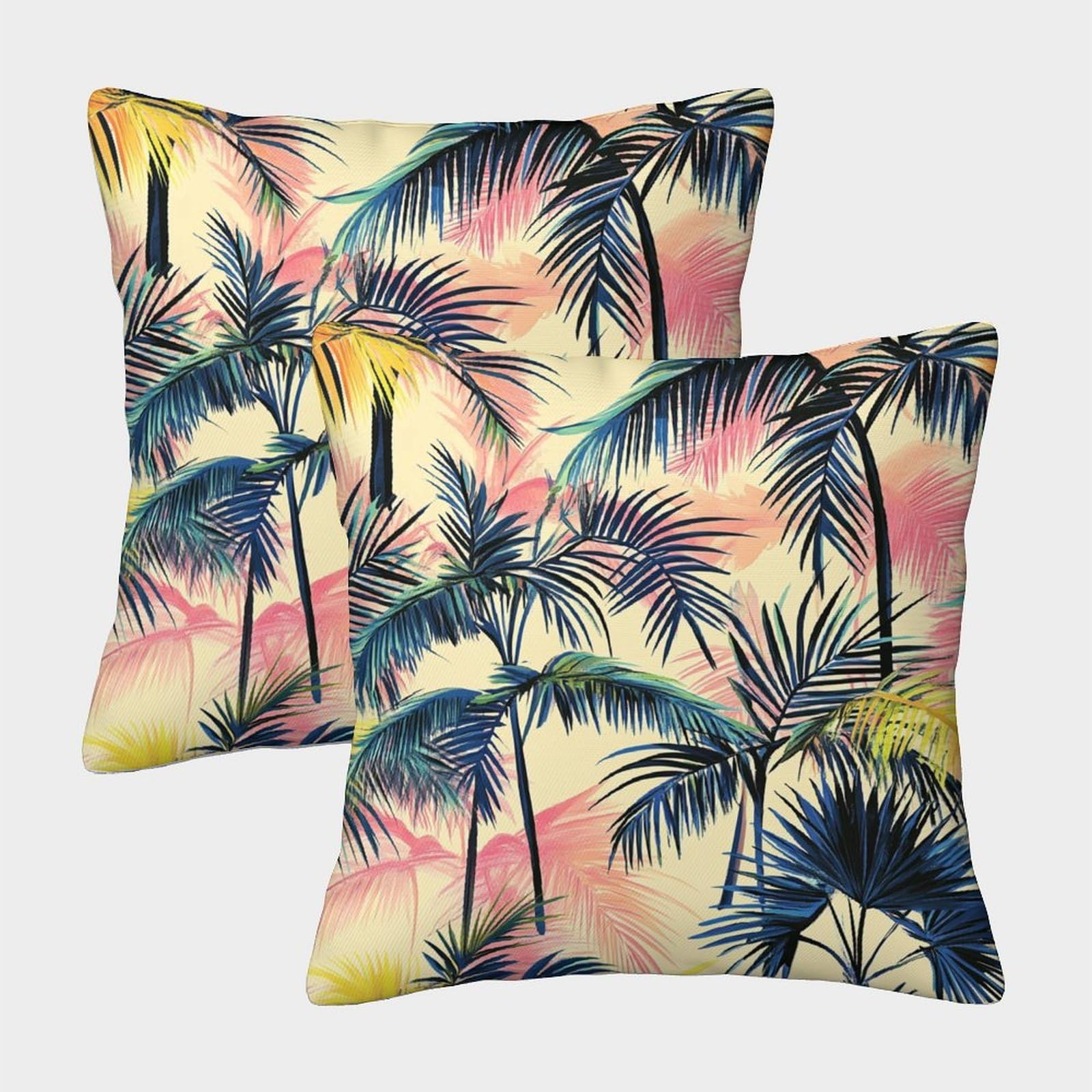 kaiyun 2 Pack Palm Trees,Tropical Plants Personalised Cushion Cover Home Sofa Decoration 40x40cm Pillow Covers