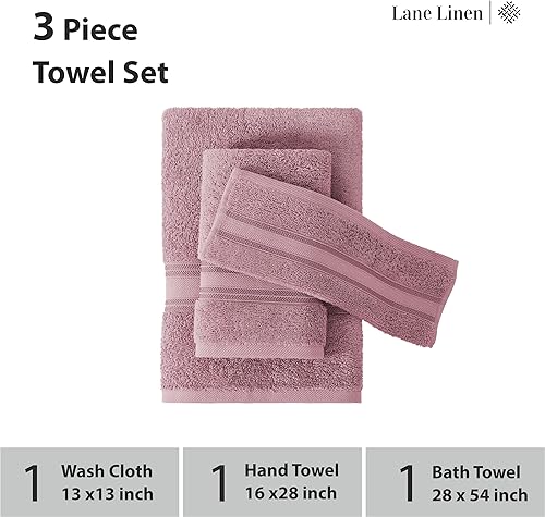 Vista 93 de LANE LINEN Juego de toallas de baño 100% algodón, 18 piezas, cero torsión, secado rápido, súper suaves y altamente absorbentes, 6 toallas de baño, 6