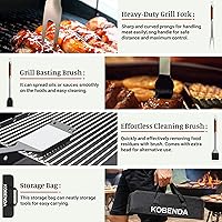 Vista 5 de Accesorios para parrilla de barbacoa, juego de parrilla de acero inoxidable con bolsa de almacenamiento, espátula, tenedor, cepillo de limpieza