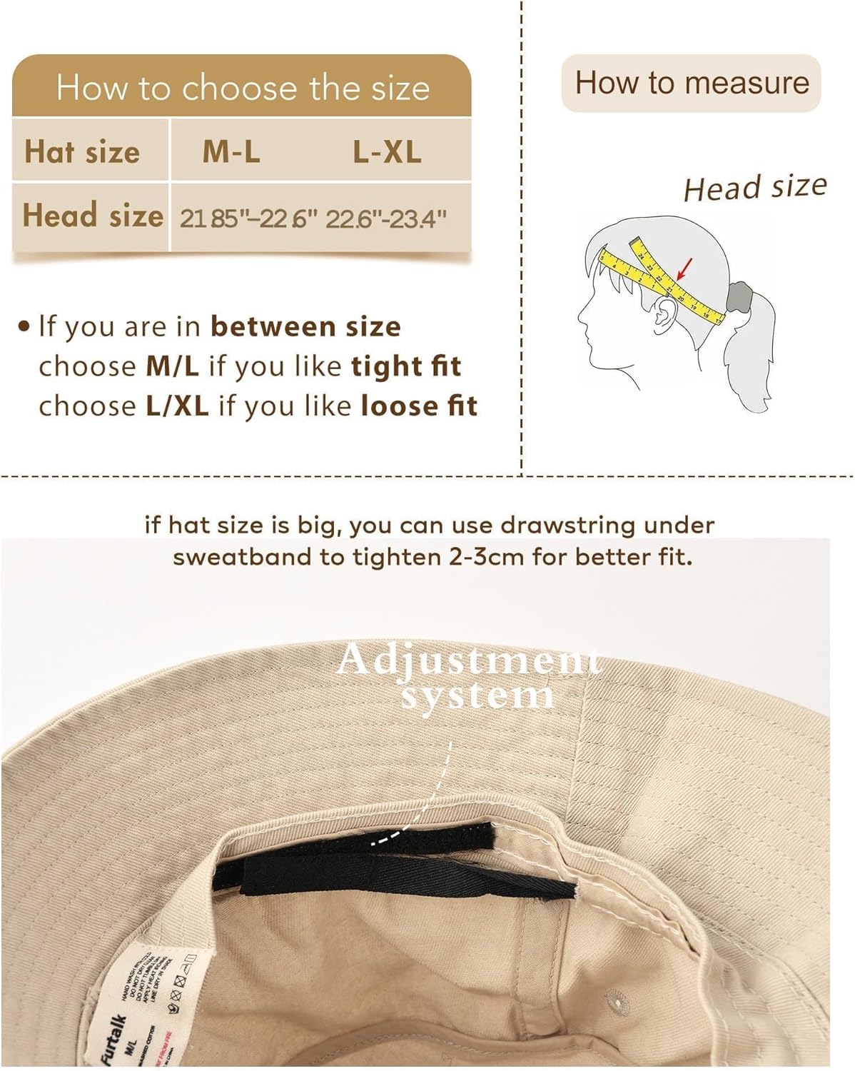 FURTALK Bucket Hats for Women Washed Cotton Packable Summer Beach Sun Hats Bucket Hat with Strings for Travel - Image 9