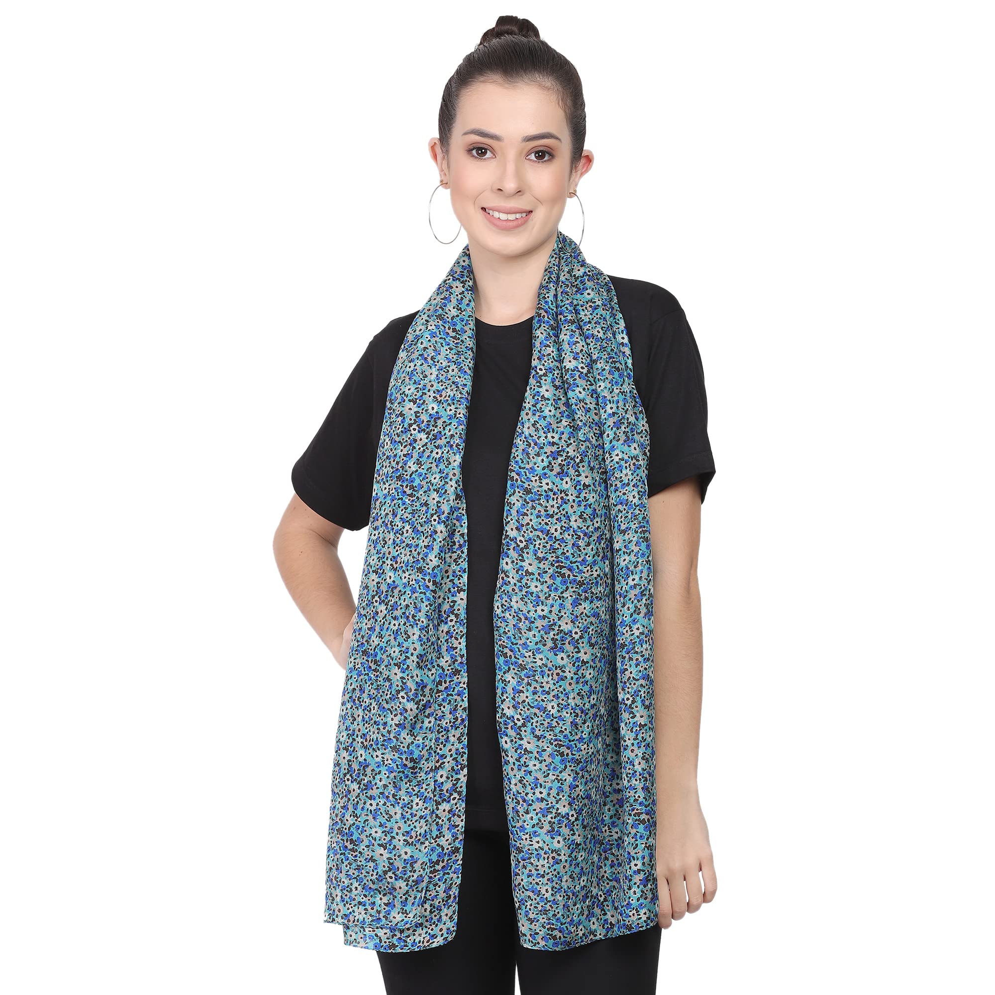 Pure Silk Blue Printed Scarf Stole 3SILBLU7-image-17