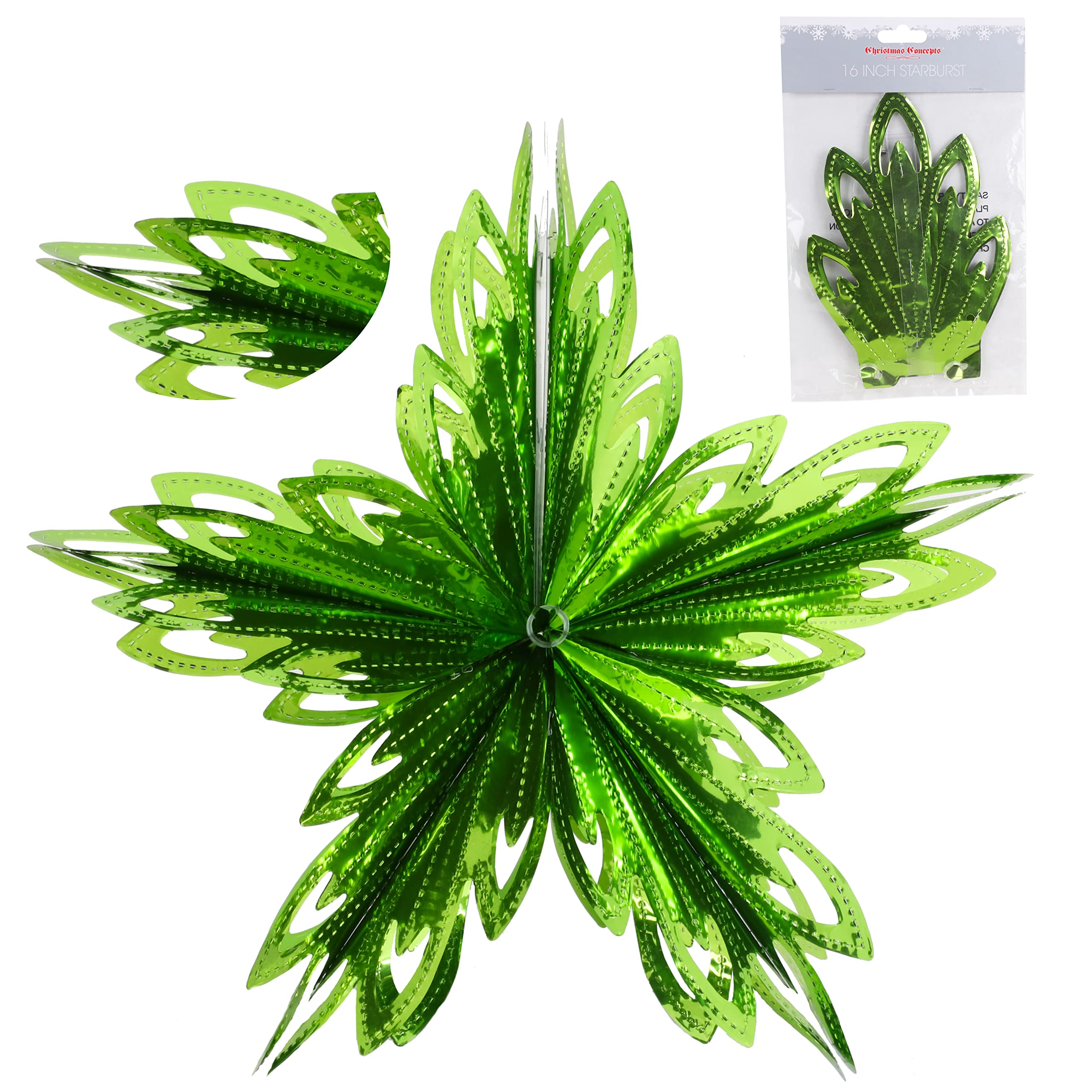 Christmas Concepts® 16” (1.3ft) Large Foil 3D Star Hanging Decoration – Christmas Trimming (Mint Green)