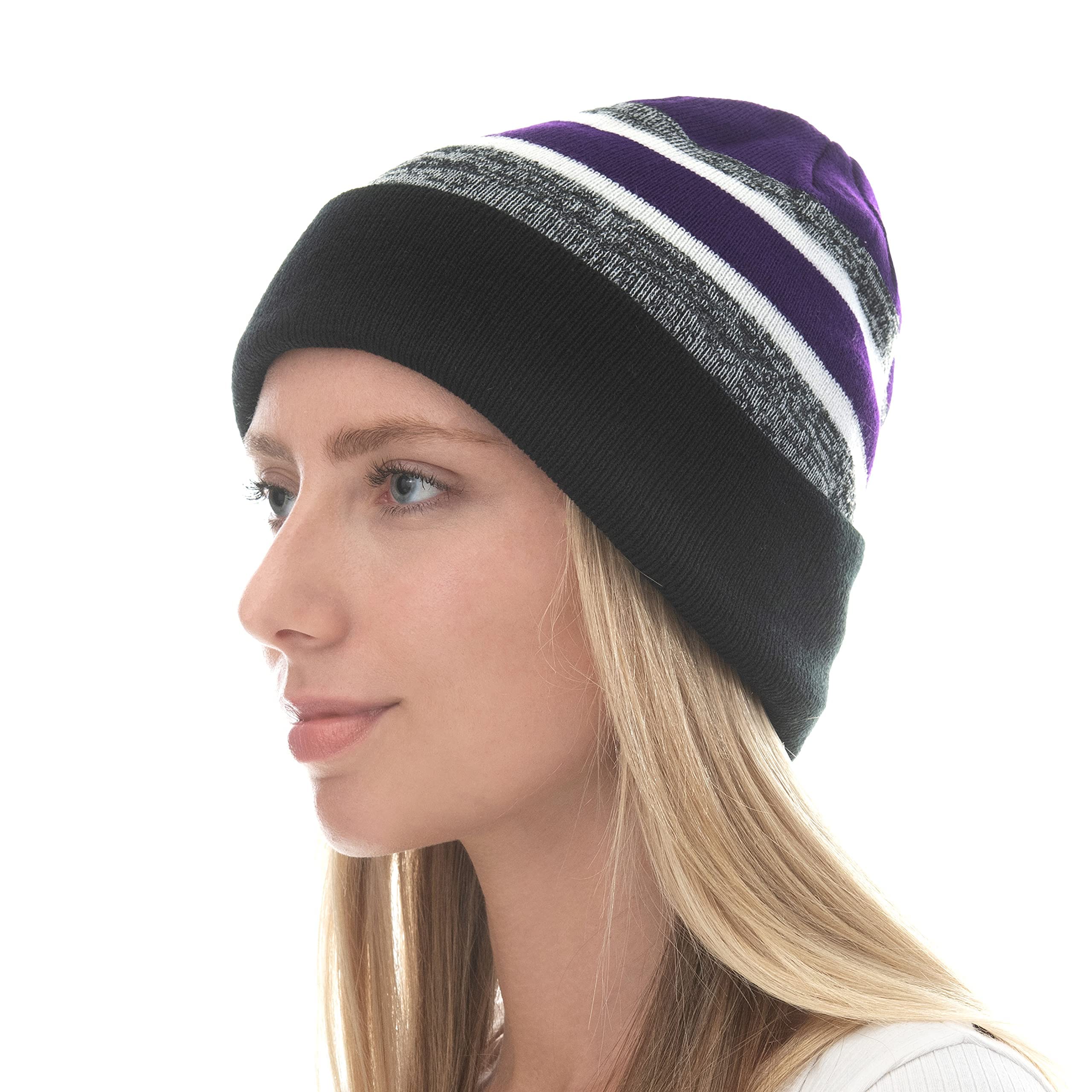 Winter Knit Beanie Hat with Pom Pom – Warm Cuffed Slouch Ski Cap for Men & Women