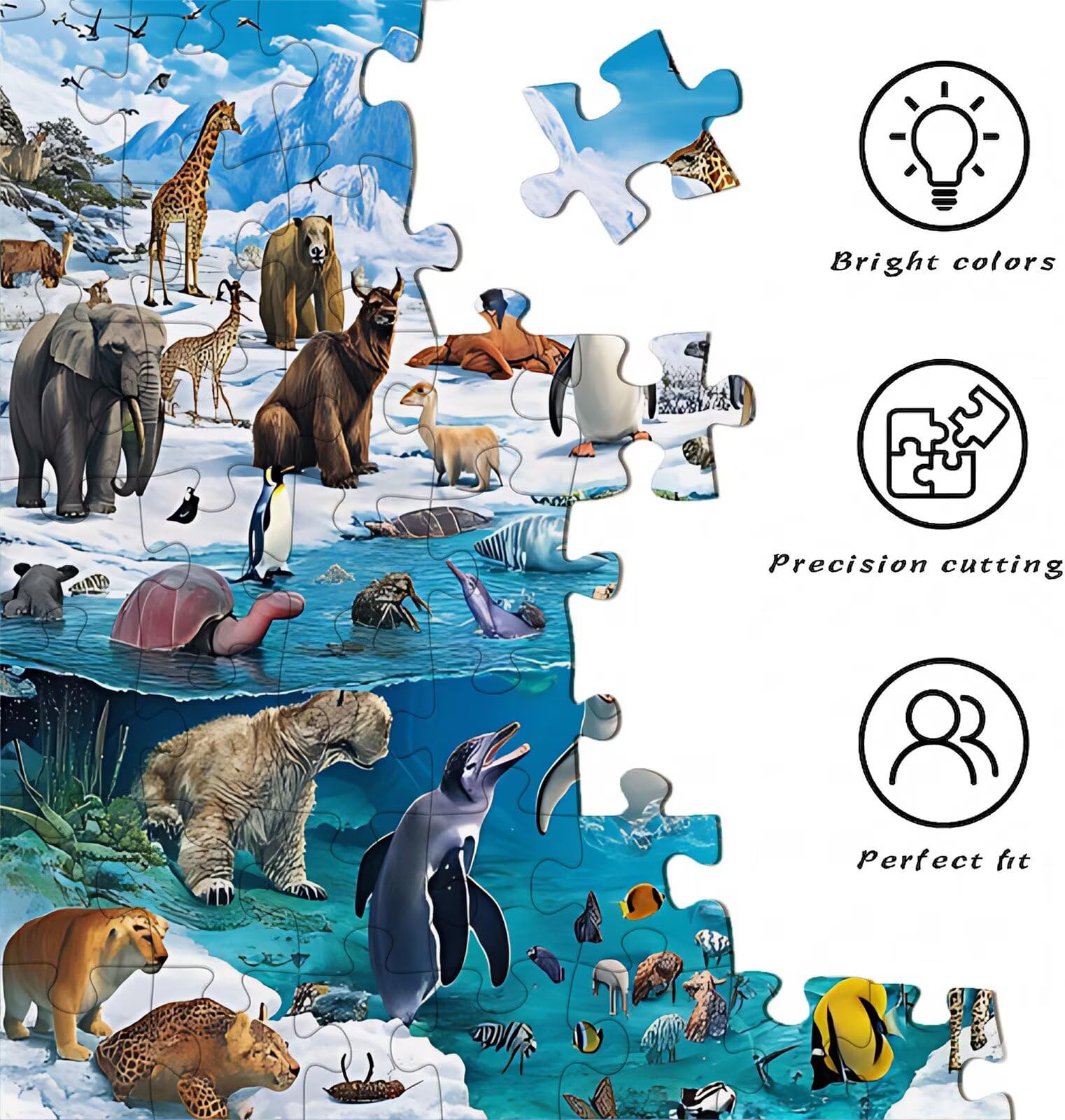 Puzzle 5000 elementów, drewniane puzzle dla dorosłych, zwierzęta, krajobraz, 2 imponujące, klasyczne puzzle 156,5 x 105,5 cm, gra rodzinna, puzzle redukujące stres gra myśląca, dekoracja domu w0-150