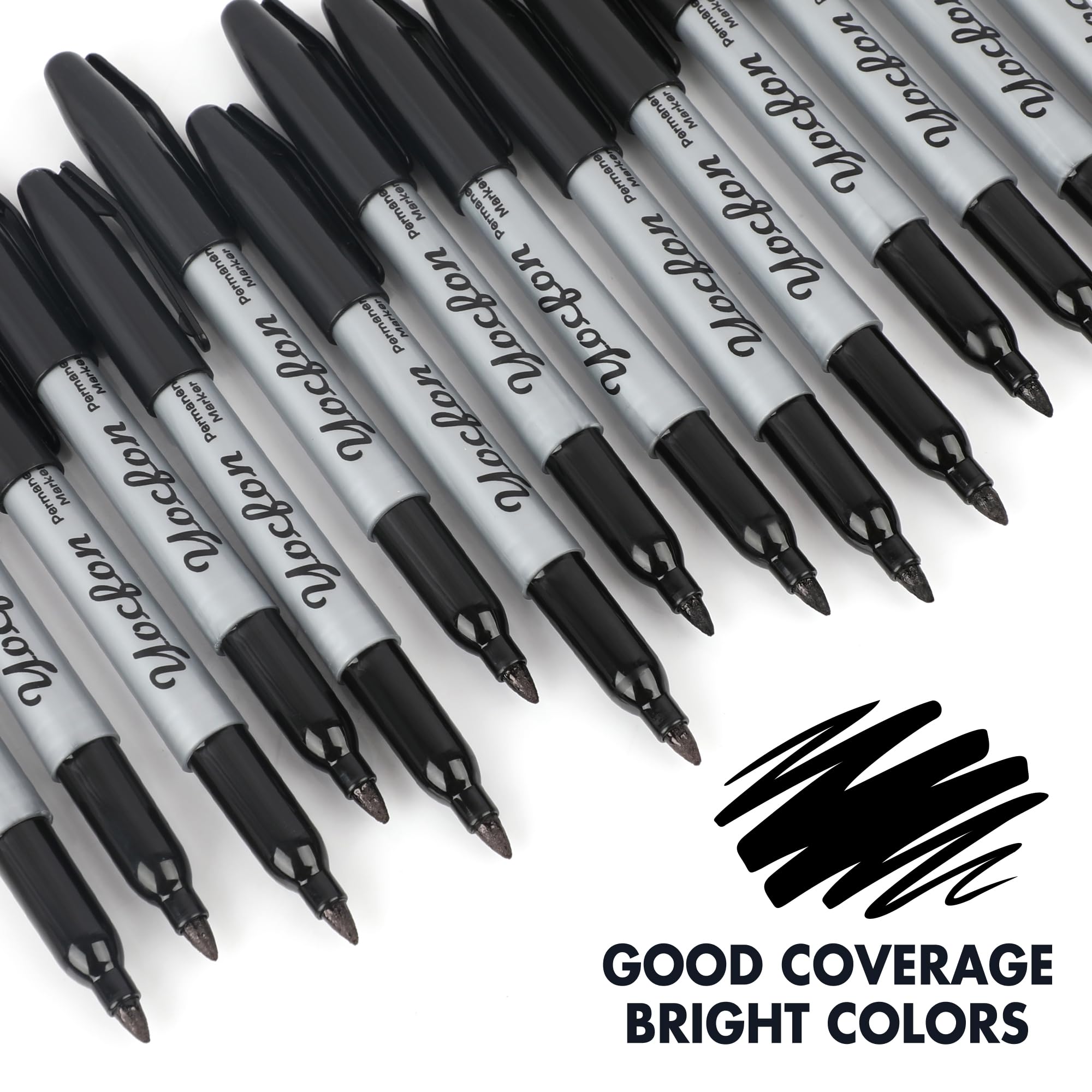 Permanent Markers Bulk 144 Count Black Permanent Markers Set Fine Tip Waterproof Markers Works On Plastic Wood Stone — view 5