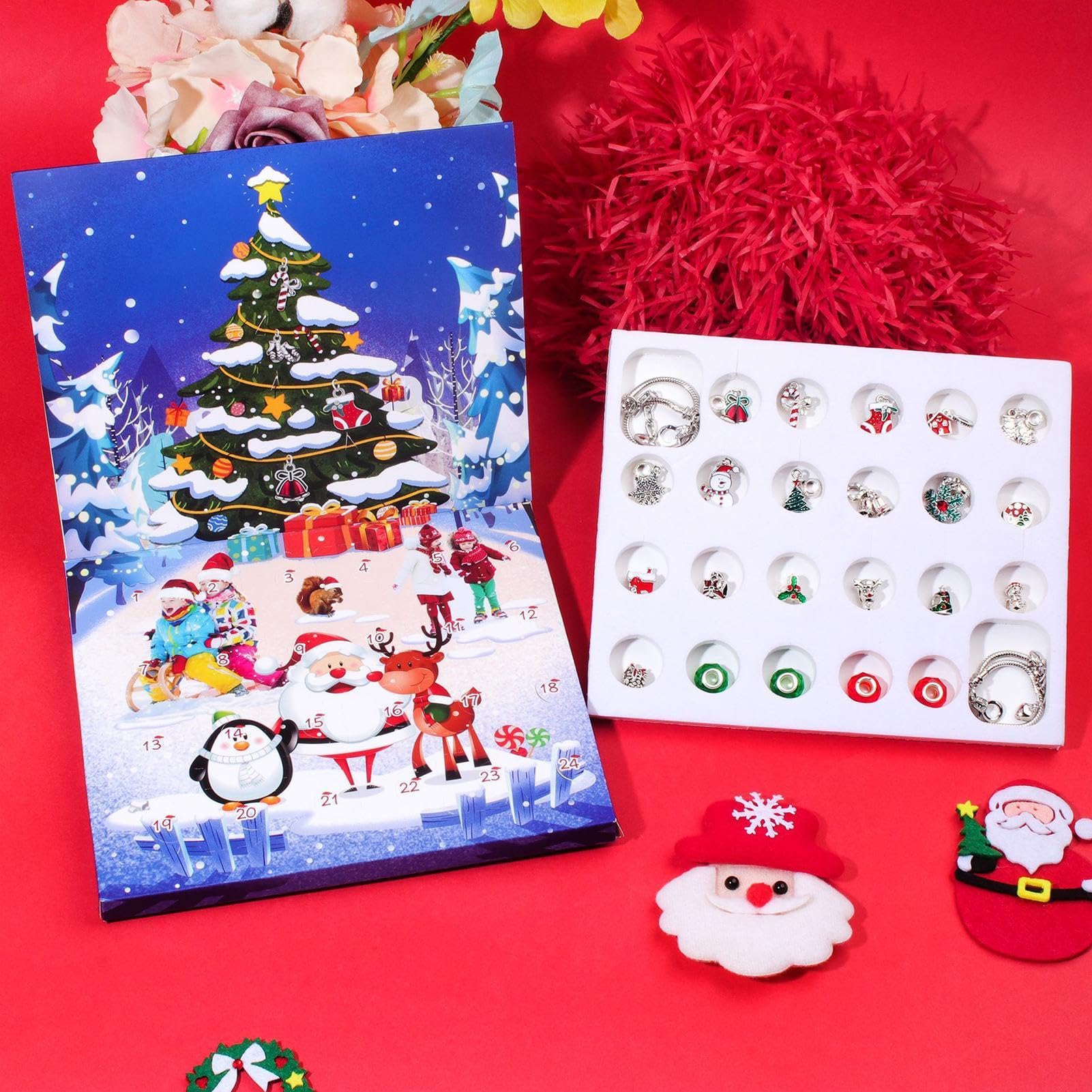 Calendario 'avvento con gioielli di Natale, conto alla rovescia di 24 giorni per Natale, set di gioielli alla moda per donne adulte e ragazze