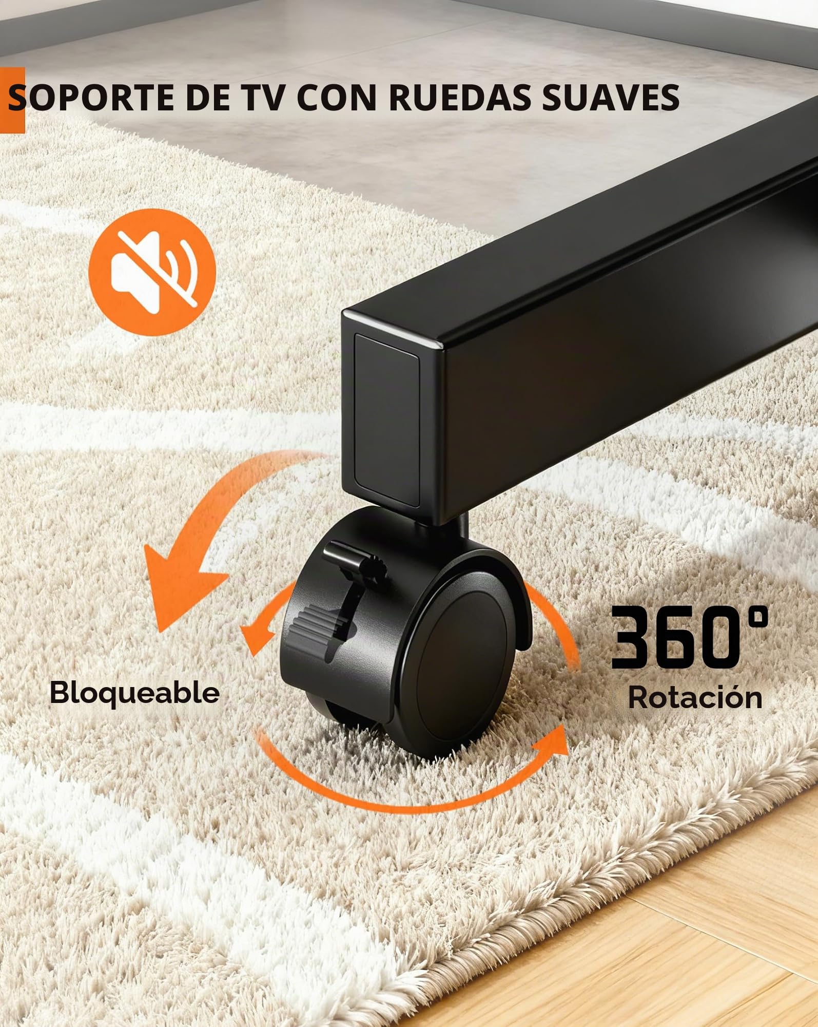 HEMUDU Soporte TV con Ruedas 13-50" 20kg | Soporte TV pie Altura Ajustable | pie para TV inclinable VESA 200x200 HT1007TBM