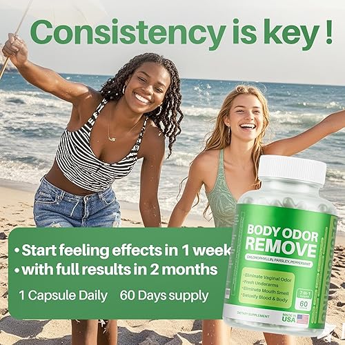 Miniatura 7 de Suplemento desodorizante corporal, píldoras naturales de control de olores internos para hombres y mujeres, cápsulas de clorofila para la piel, el