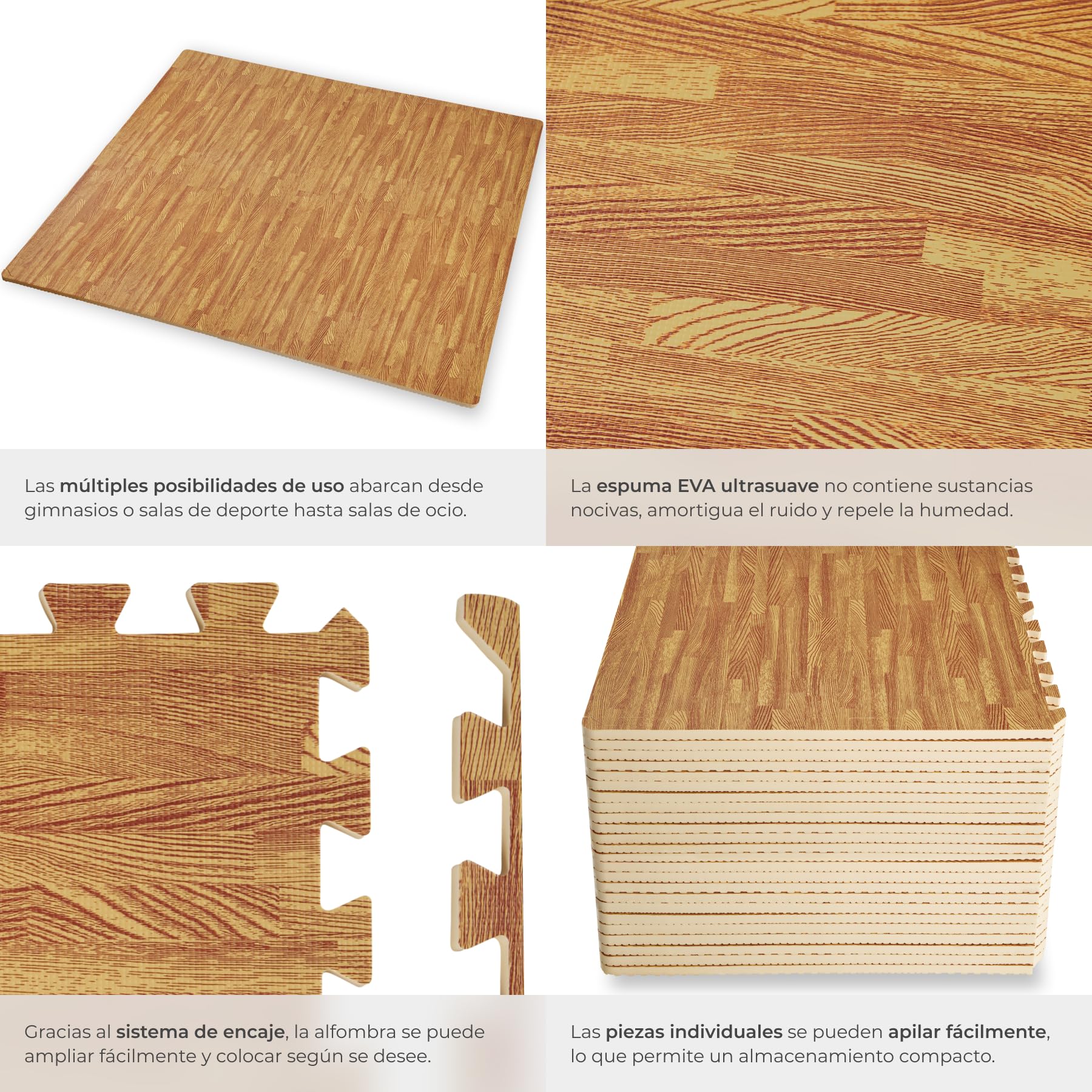 tectake® Estera Suelo Gimnasio, Alfombra Protectora Antideslizante para Gimnasio en Casa, Tatami Goma EVA Gruesa, Aislante Térmico y Acústico, Protector Suelo