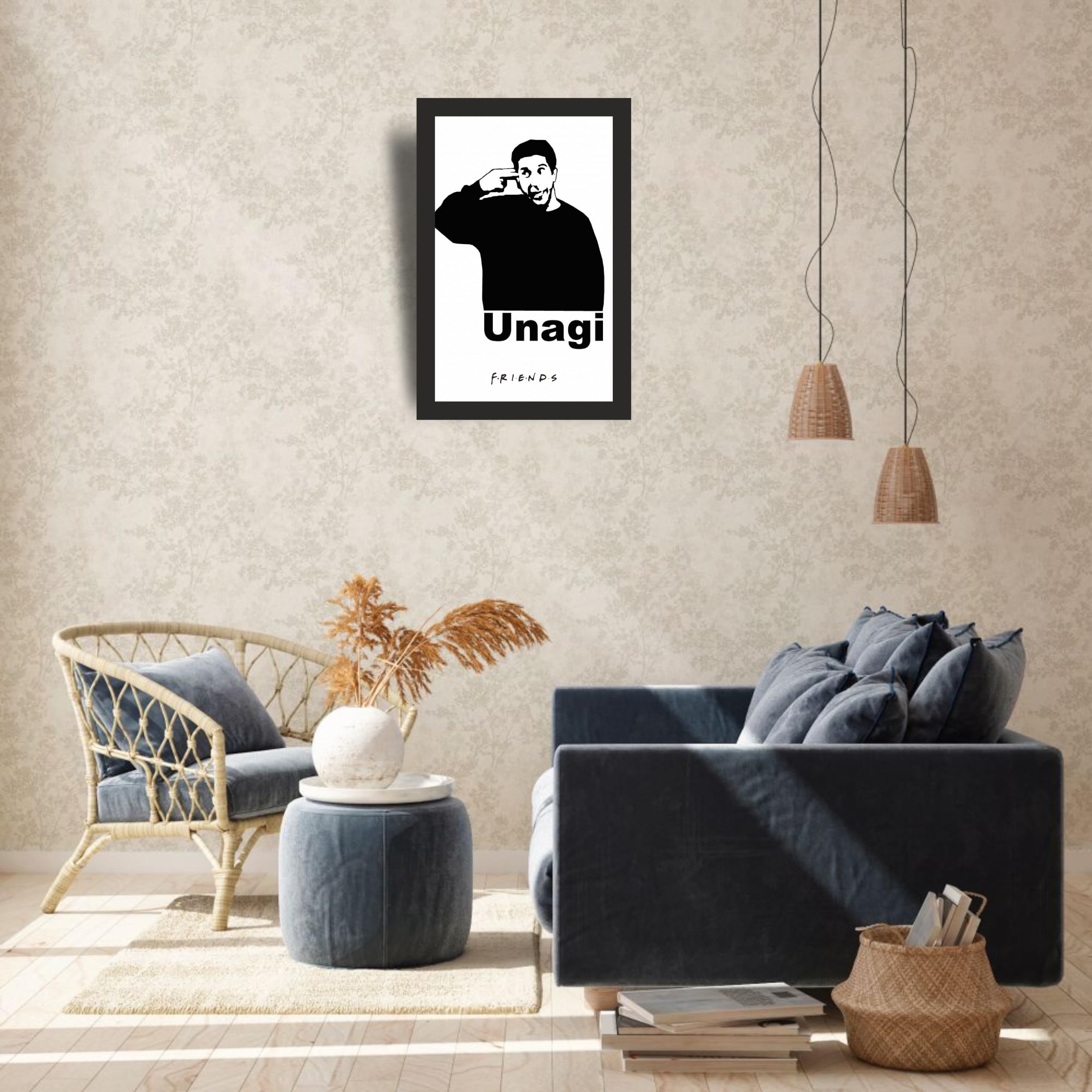 Friends Ross Unagi Black White Photo Frame A4 Wall Art