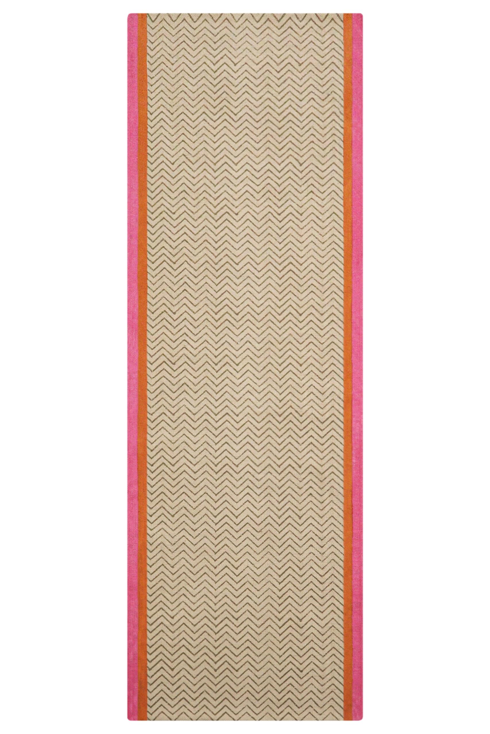 Kelim-Teppich, handbedruckt, Baumwolle, 3 m, quadratisch, Rosa, mehrfarbig, gestreiftes Design, Handwäsche, 0,5 cm dick, Boho, für drinnen und draußen, Flachgewebe, Teppiche für Flur