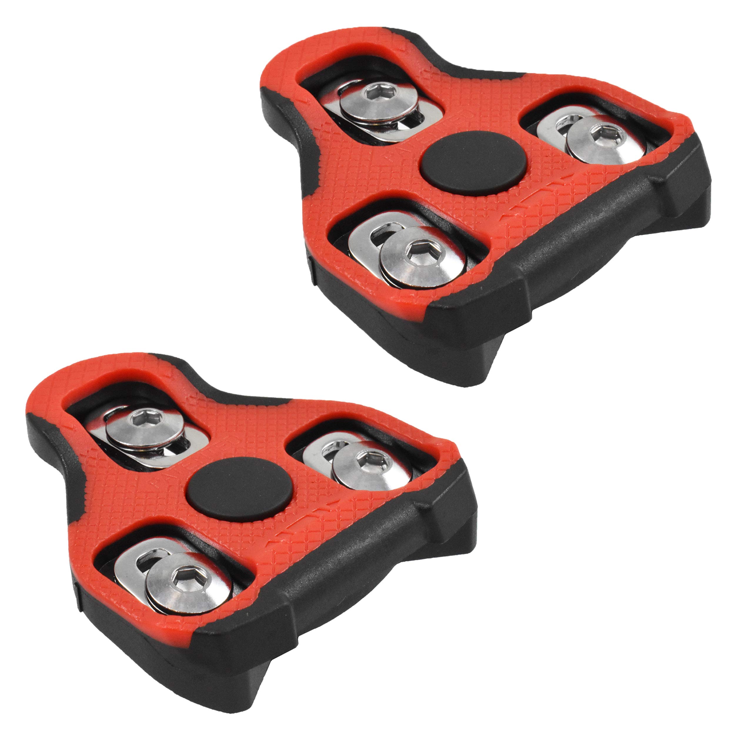 MARQUE Look KEO Compatible Bike Cleats – 7 Degree Float Replacement Clipless Cleat for KEO Standard Bicycle Pedals – Features Large Red TPU Anti Slip Surface for Better Grip