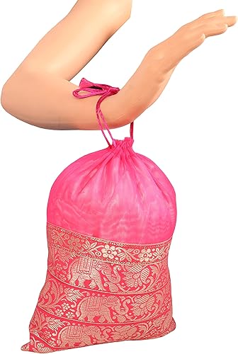 Miniatura 10 de Touchstone Hermosas bolsas tradicionales indias grandes con cordón Potli para regalo, boda, joyería, embalaje de novia, recuerdos de fiesta, varios