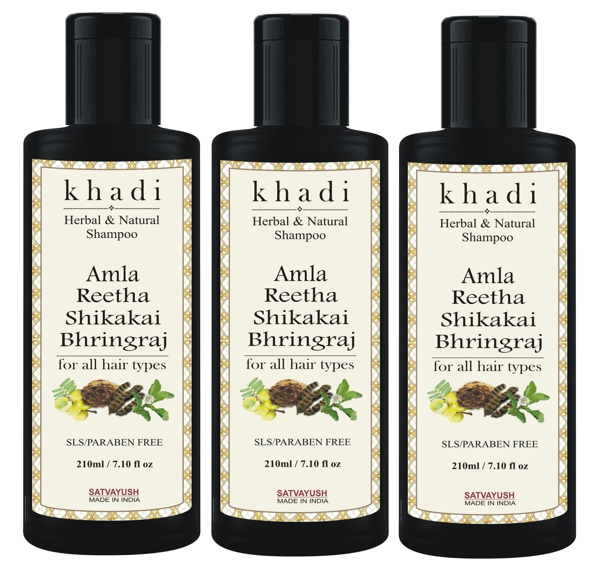 Satvayush Khadi Amla Reetha Shikakai Bhringraj SLS-Paraben free Ayurvedic Shampoo Anti Dandruff -630 ml