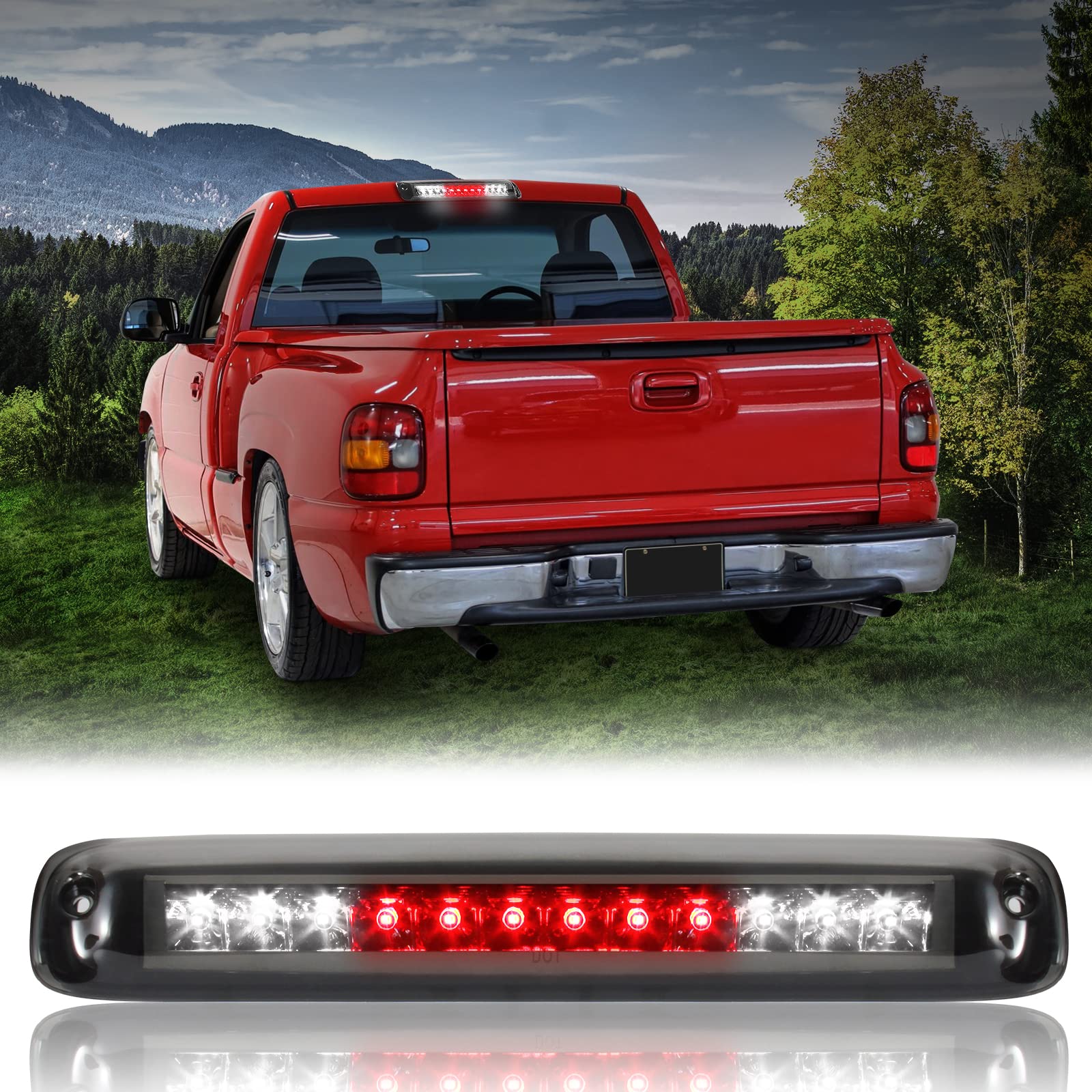 3rd Third Brake Light LED Compatible with 1999-2006 Chevrolet Silverado 1500 2500 3500 & HD Classic High Mount Stop Third Center Cargo Rear Brake Light Bar Taillight (Smoke)
