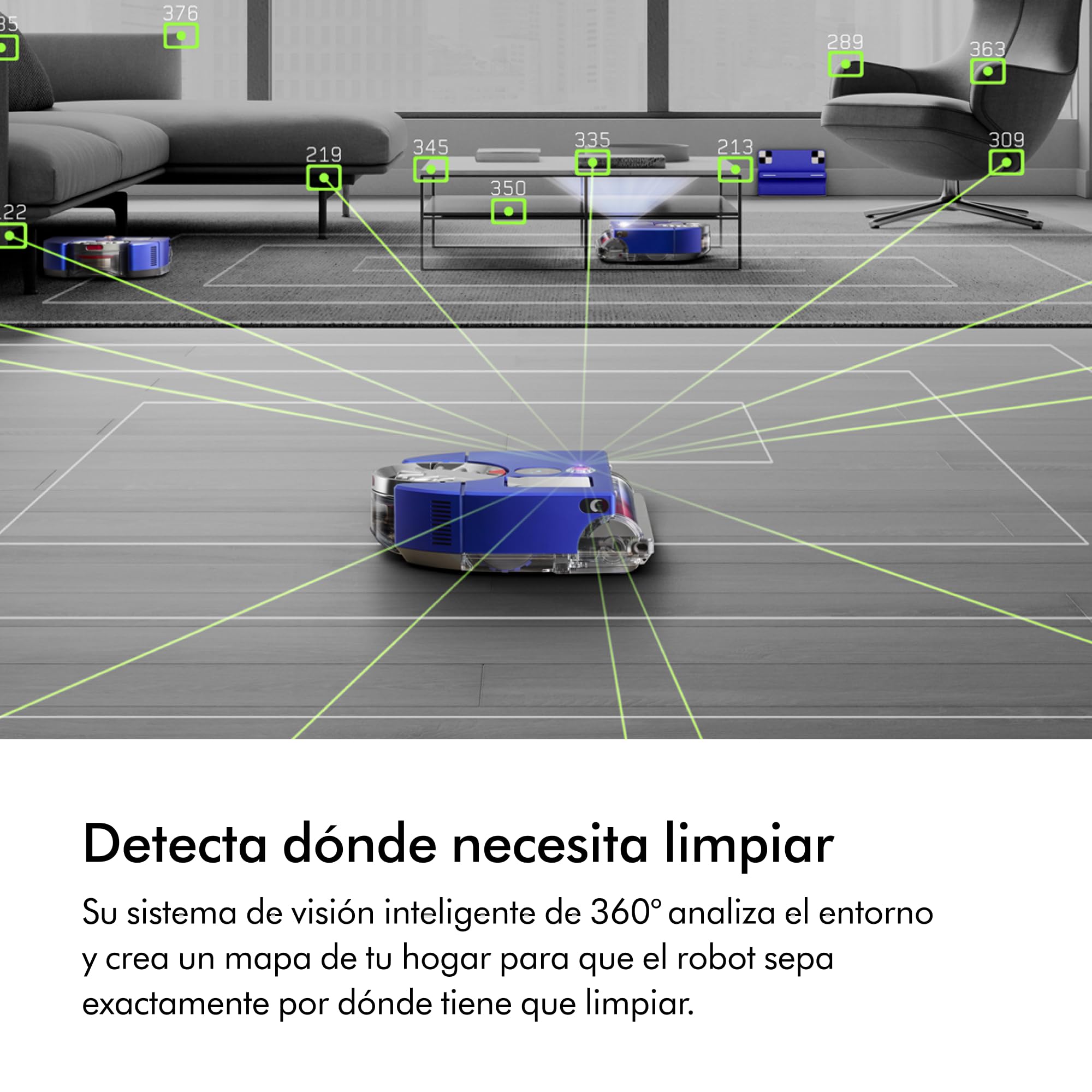 Dyson 360 Vis Nav™ Robot aspiradora – Cepillo de Ancho Completo, diseñado para Todo Tipo de Suelos (Azul/Níquel)