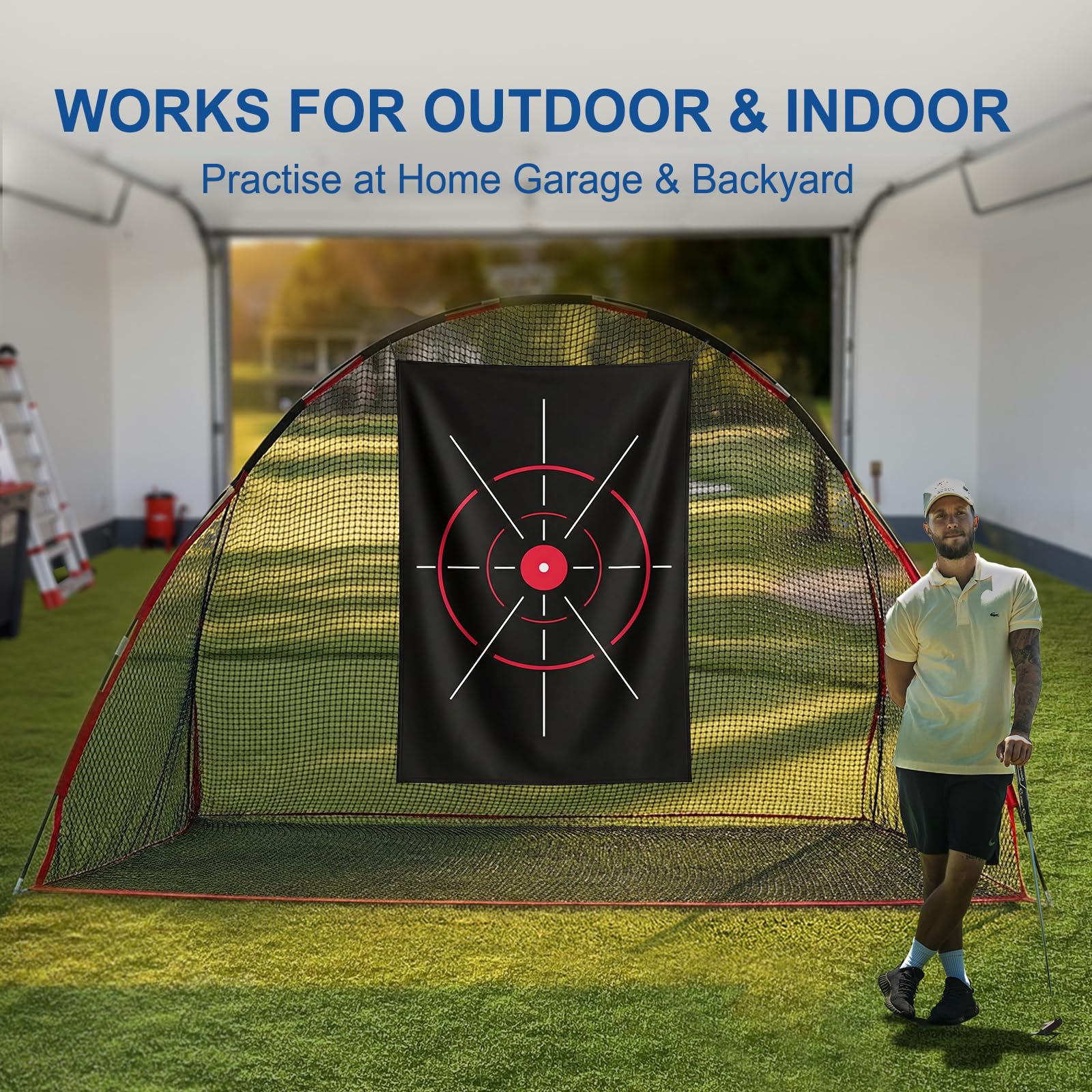 Golf-Netz, 3 x 2,1 m, faltbares Golf-Übungsnetz mit seitlicher Barriere und Tragetasche für Zuhause, Hinterhof, Garage, Übungstraining, Fahren, Chipping Swing