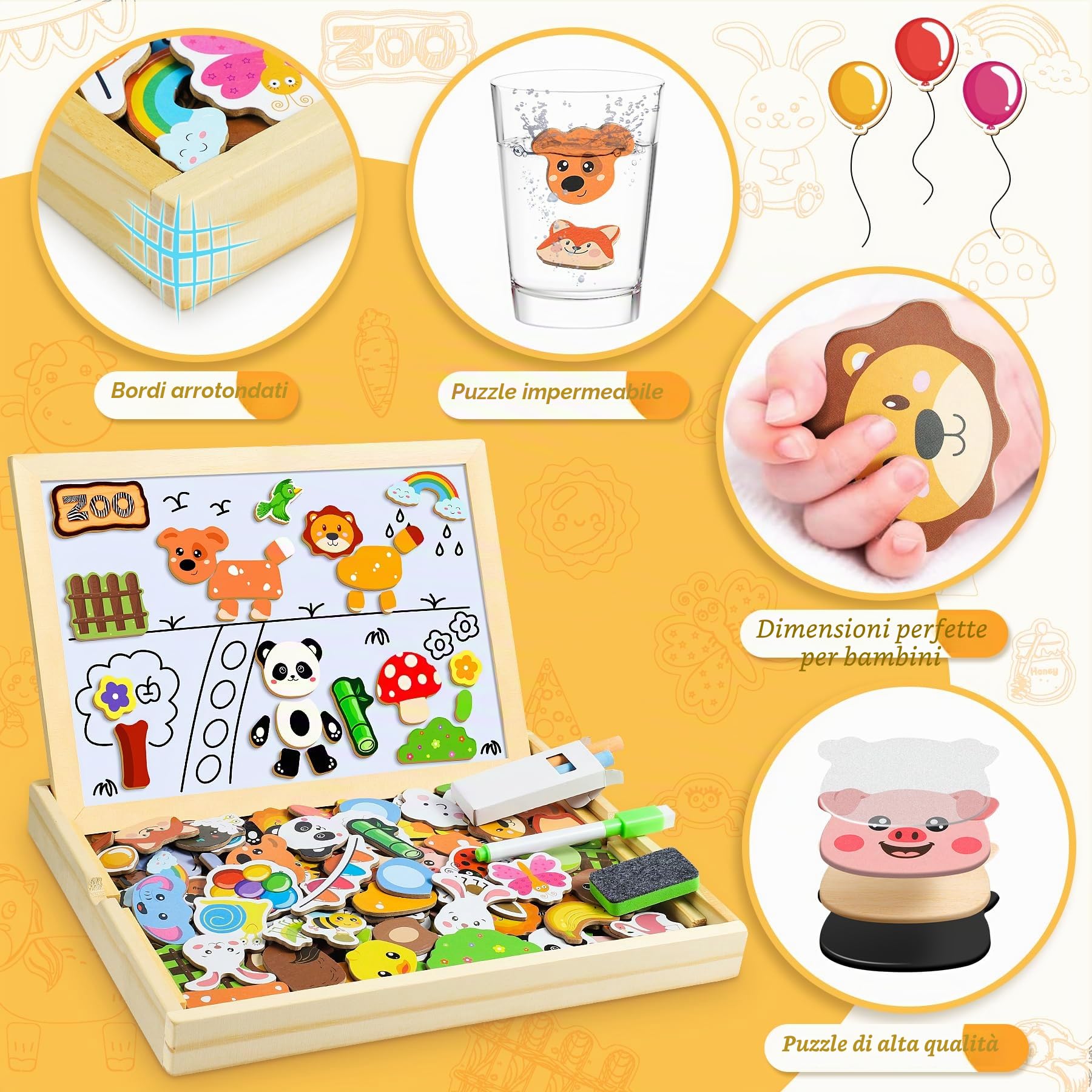 COOLJOY Puzzle Magnetico 120+ Pezzi Bambini 3 Anni, Giochi Montessori Educativi Regalo Bambina