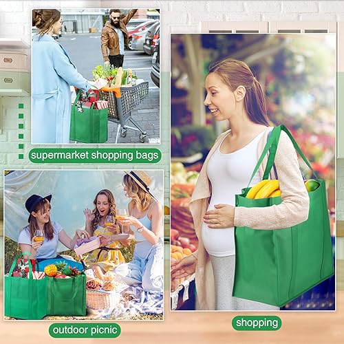 Miniatura 7 de 20 bolsas de comestibles reutilizables con asas reforzadas, bolsas de compras grandes y resistentes, bolsas de Navidad