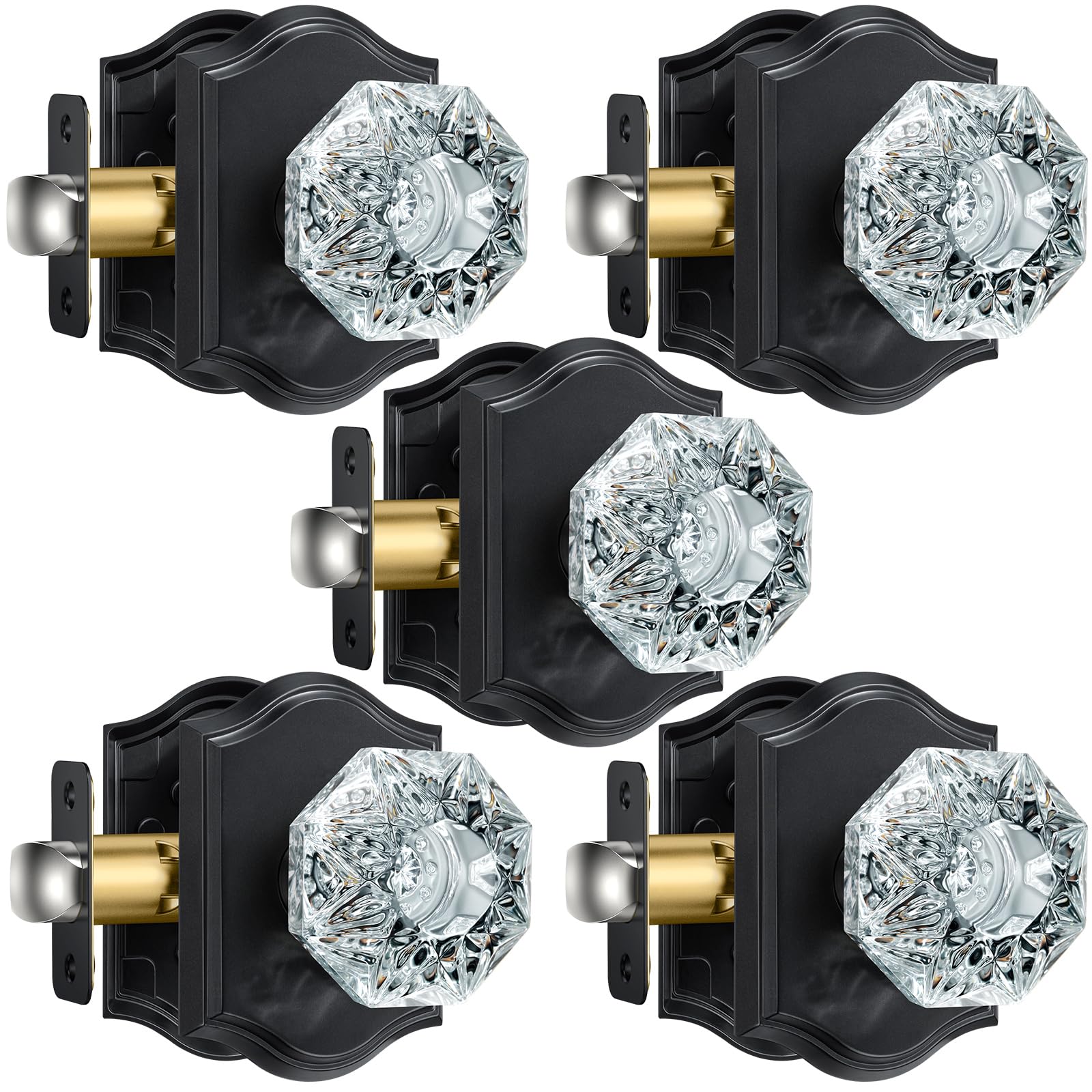Matte Black Glass Door Knobs with Privacy Lock -9