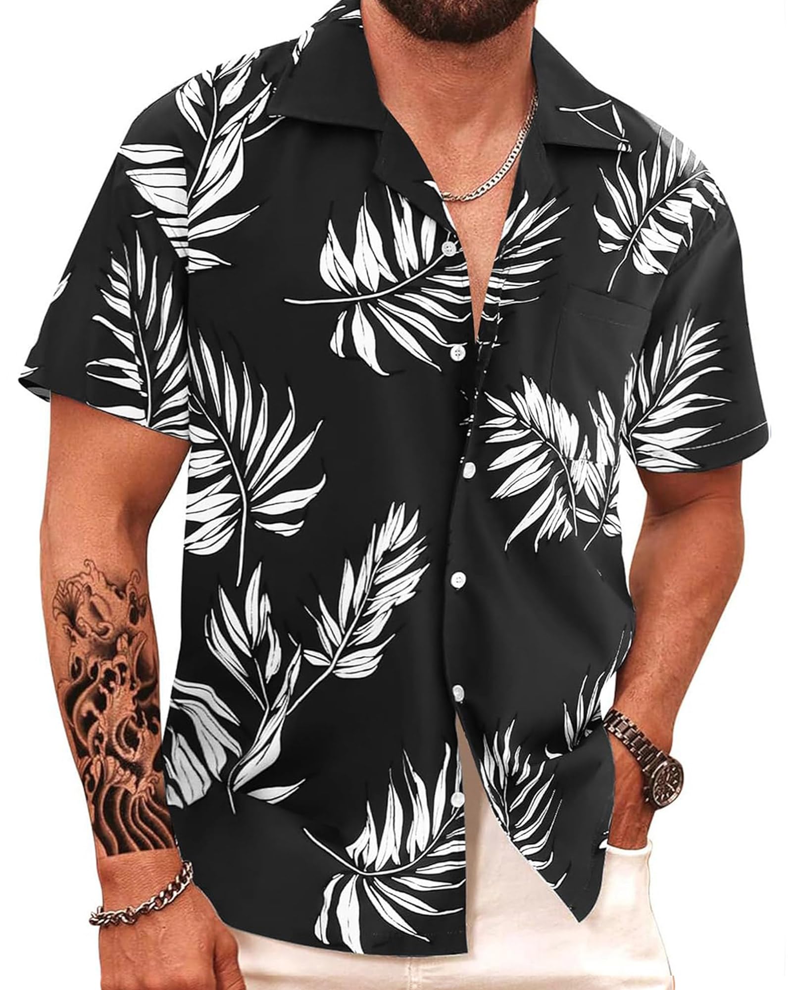 APTRO Mens Hawaiian Shirt Short Sleeve Summer Beach Tropical Button Down Shirt