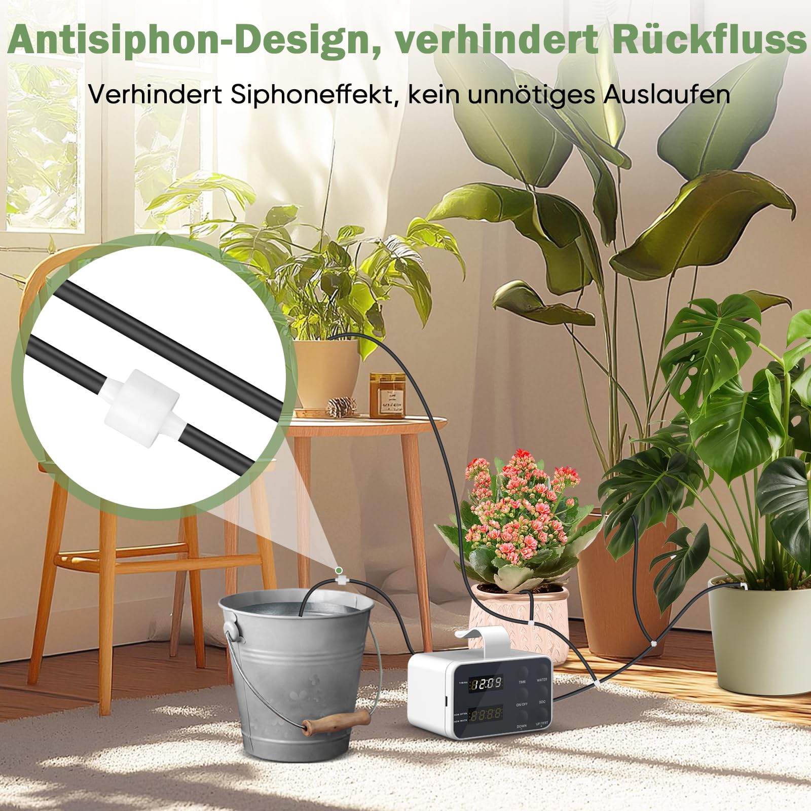Automatisch irrigatiesysteem, druppelirrigatieset, voor 15 planten, bewateringssysteem voor kamerplanten tijdens de vakantie