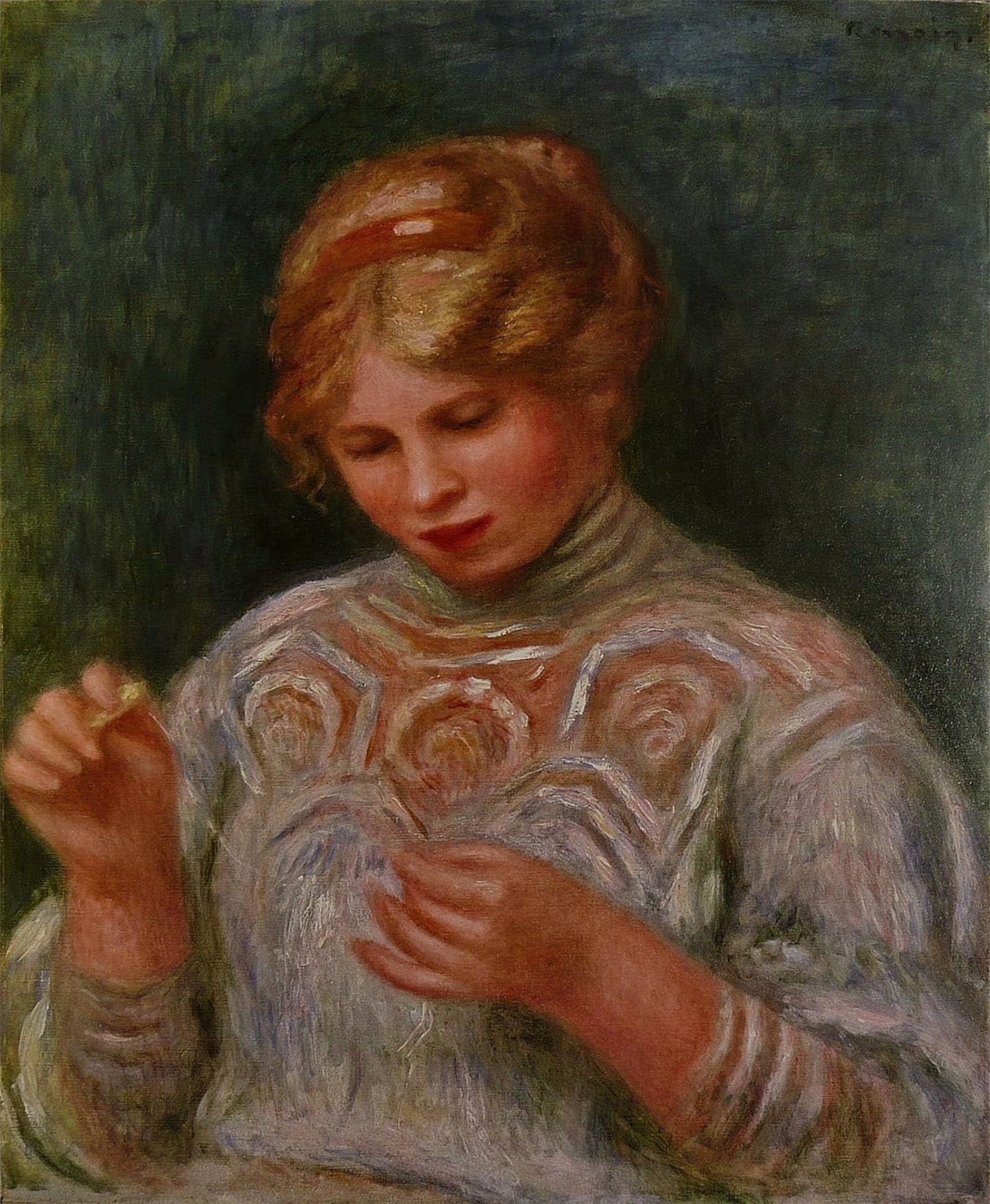 Serendipitp No Frame Vintage Wall Art Canvas Nordic Poster Canvas Print Picture The Tatting By Pierre Auguste Renoir Wall Art Poster For Home Decor 60X90cm