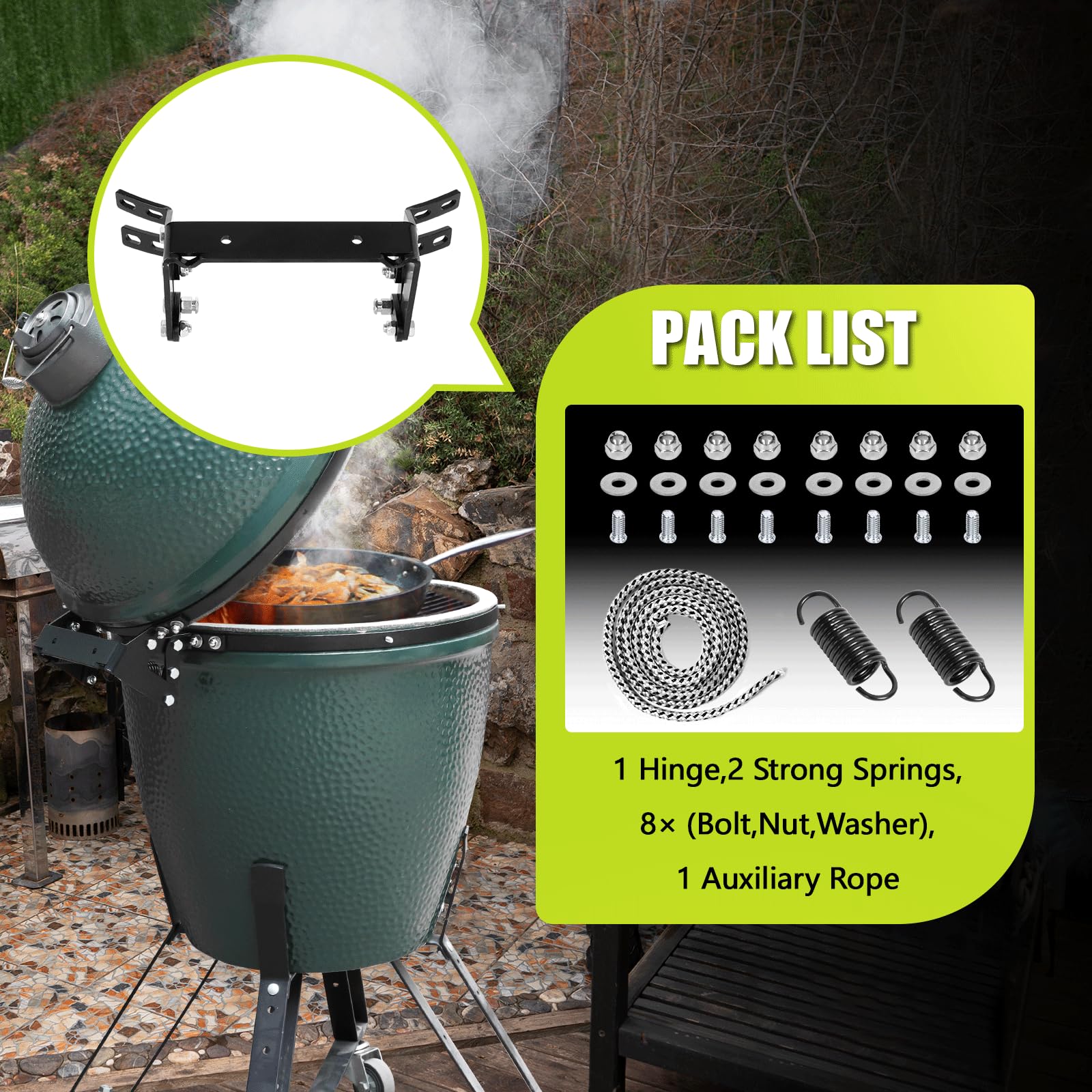 Heavy Duty Hinge Assembly Kit for Large Green Egg Grill - Replacement Parts for Old Style Kamado Hinges(Fits L)