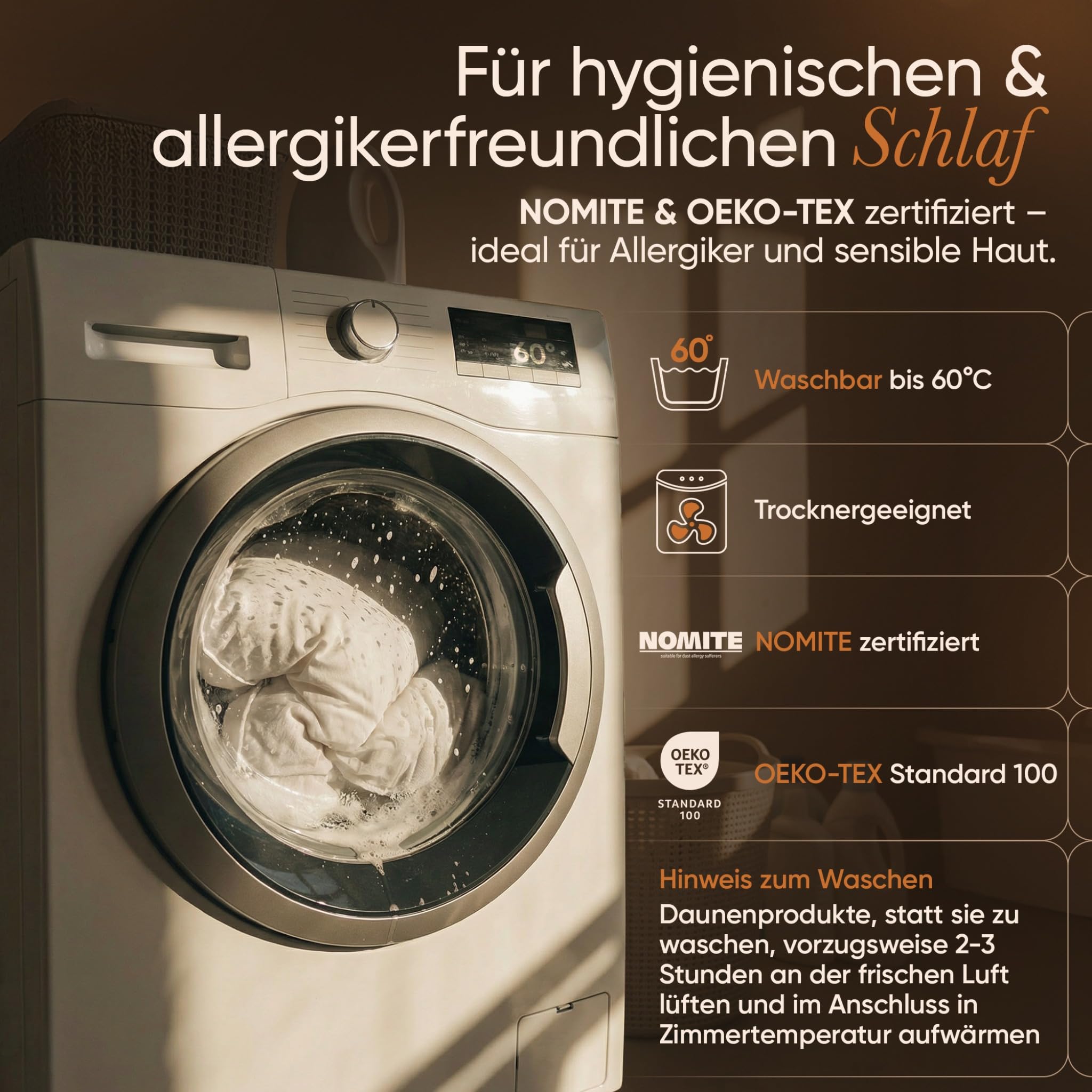 BEFA NATUR Daunenkissen 80x80 cm | 3-Kammer Kopfkissen | 90% Daunen & 10% Federkissen | 1400g Füllgewicht |Allergiker geeignet (NOMITE) | Tierwohl (DOWNPASS) | Oeko-TEX Klasse 1 | Made in Germany