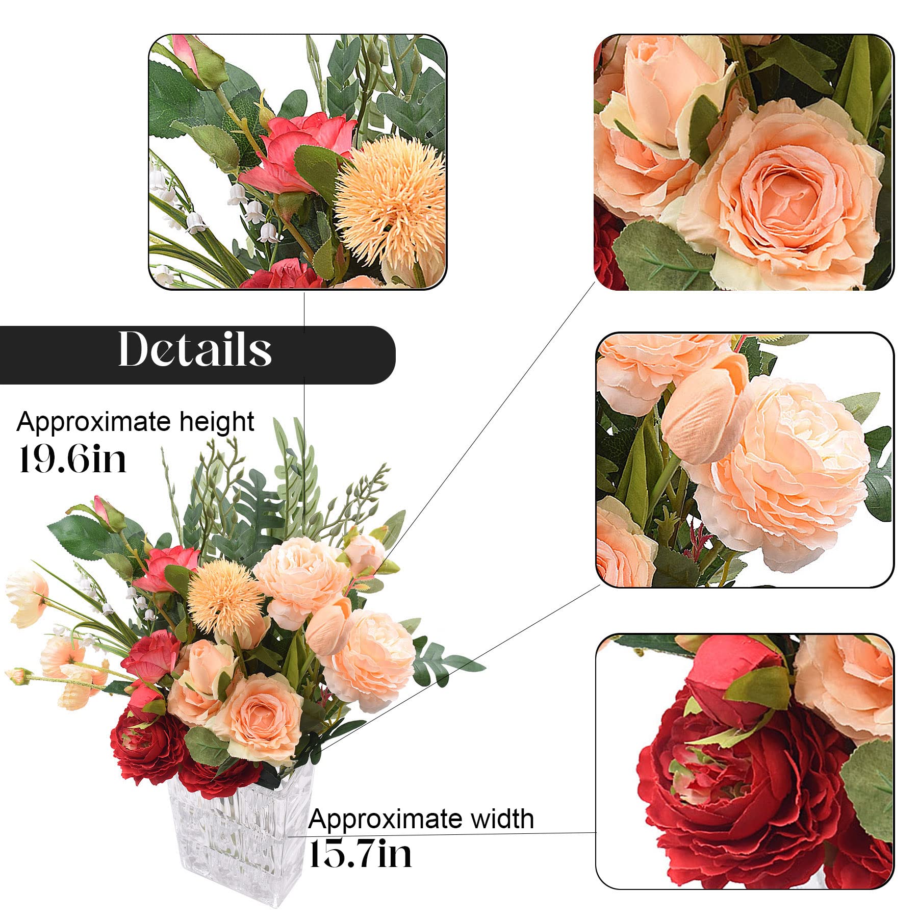 Artdou Fall Flowers Artificial Bouquet for Decoration, Fake Silk Flowers Bouquet for Home, Living Room, Wedding, Table Decoration, Modern Home Decor (Champagne)