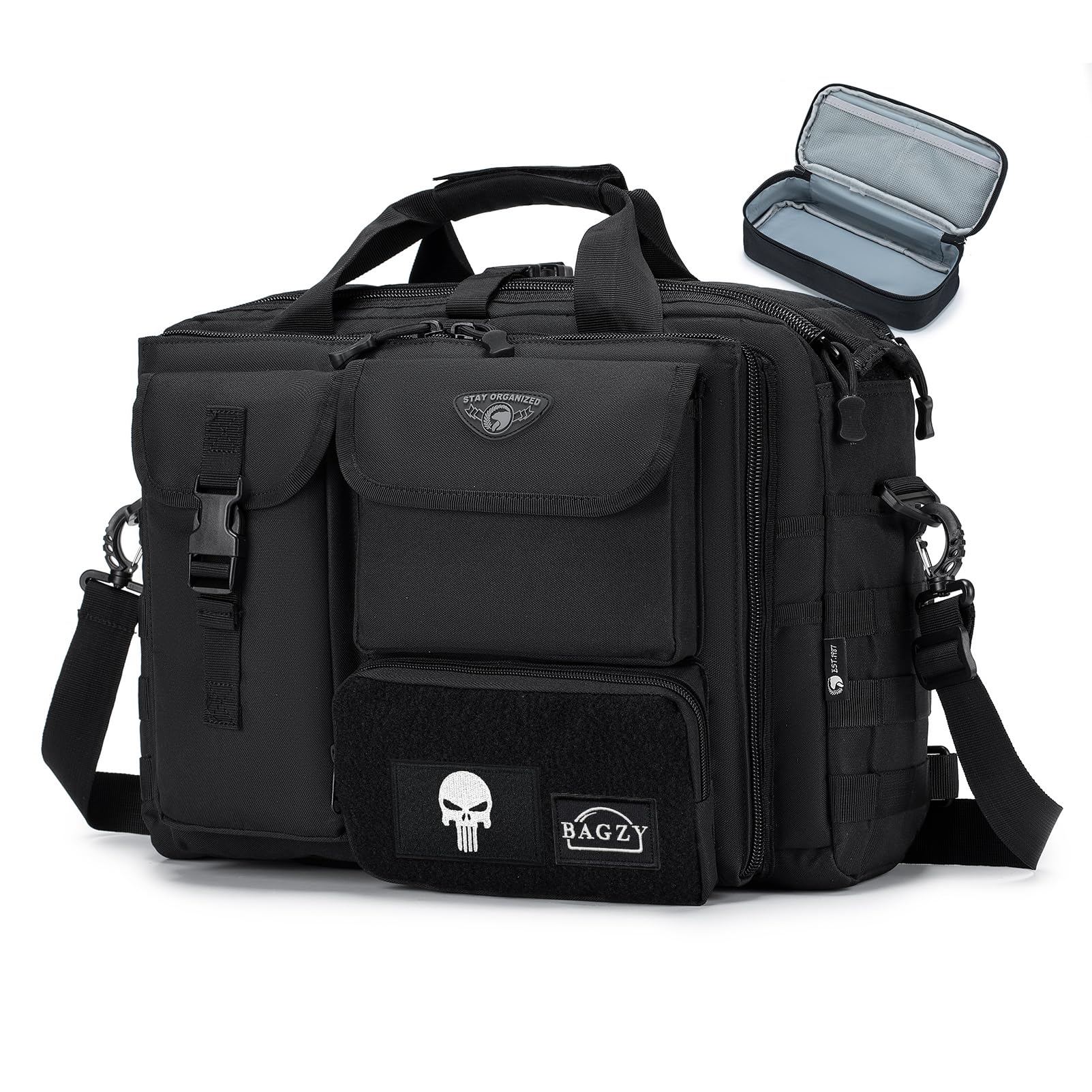 BAGZY Sacoche Homme Bandouliere Tactique Malette de Travail Homme Sac à Main Militaire Sac de Survie Sacs de Randonnée Sacs Business Oxford Attache Case Homme MOLLE Sacoche Ordinateur 17 Pouces