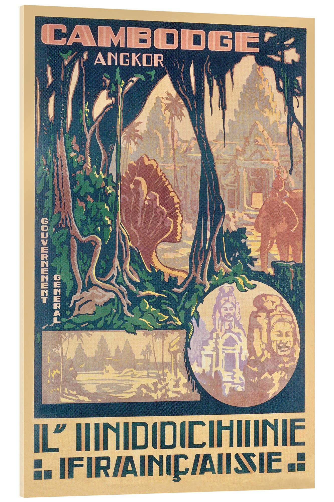 Posterlounge Angkor-Kambodscha (Französisch) Acrylglasbild | 40 x 60 cm von Vintage Travel Collection Wandbilder Wanddeko