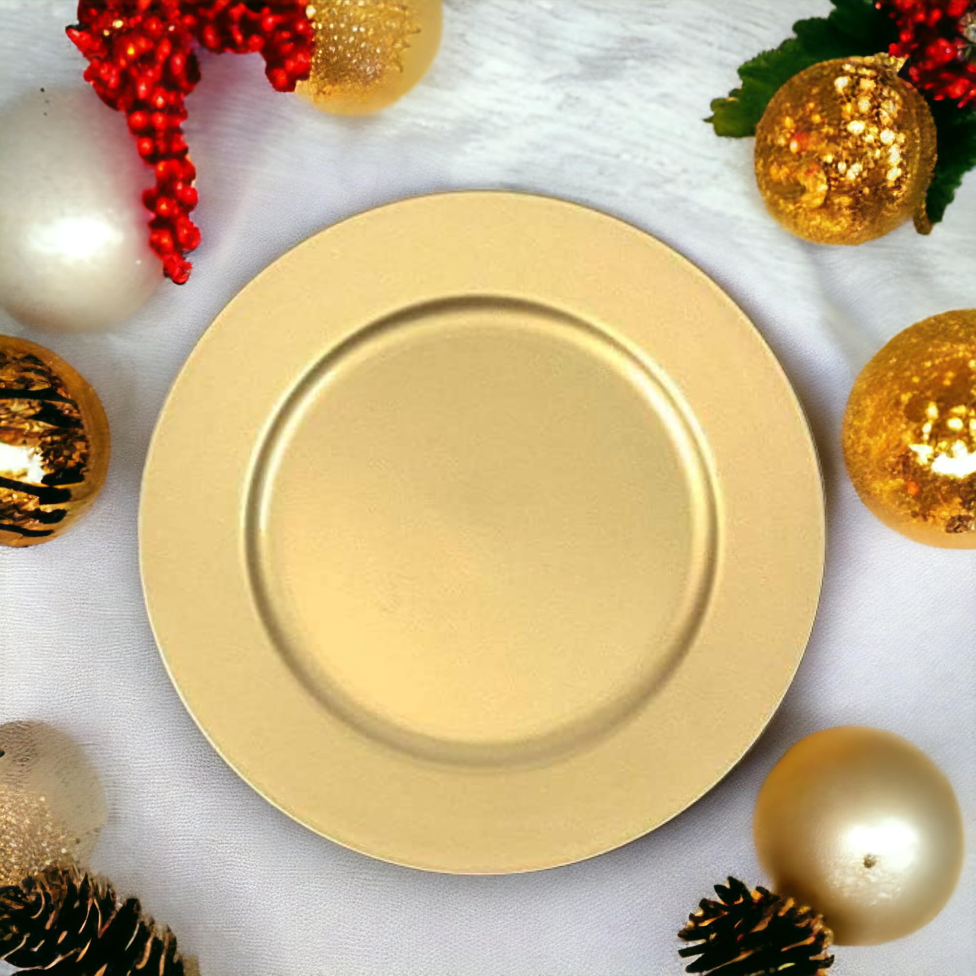 12 x Sottopiatti Oro da 33 cm Set da tavola TONDI per Natale, Capodanno, Feste, Compleanno