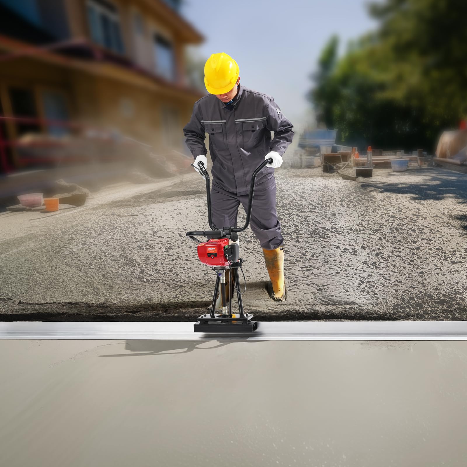 VEVOR Chape électrique pour béton à gaz 3370 mm kit flotteur barre aluminium 6500 tr/min finition ciment 4 temps poignées réglables