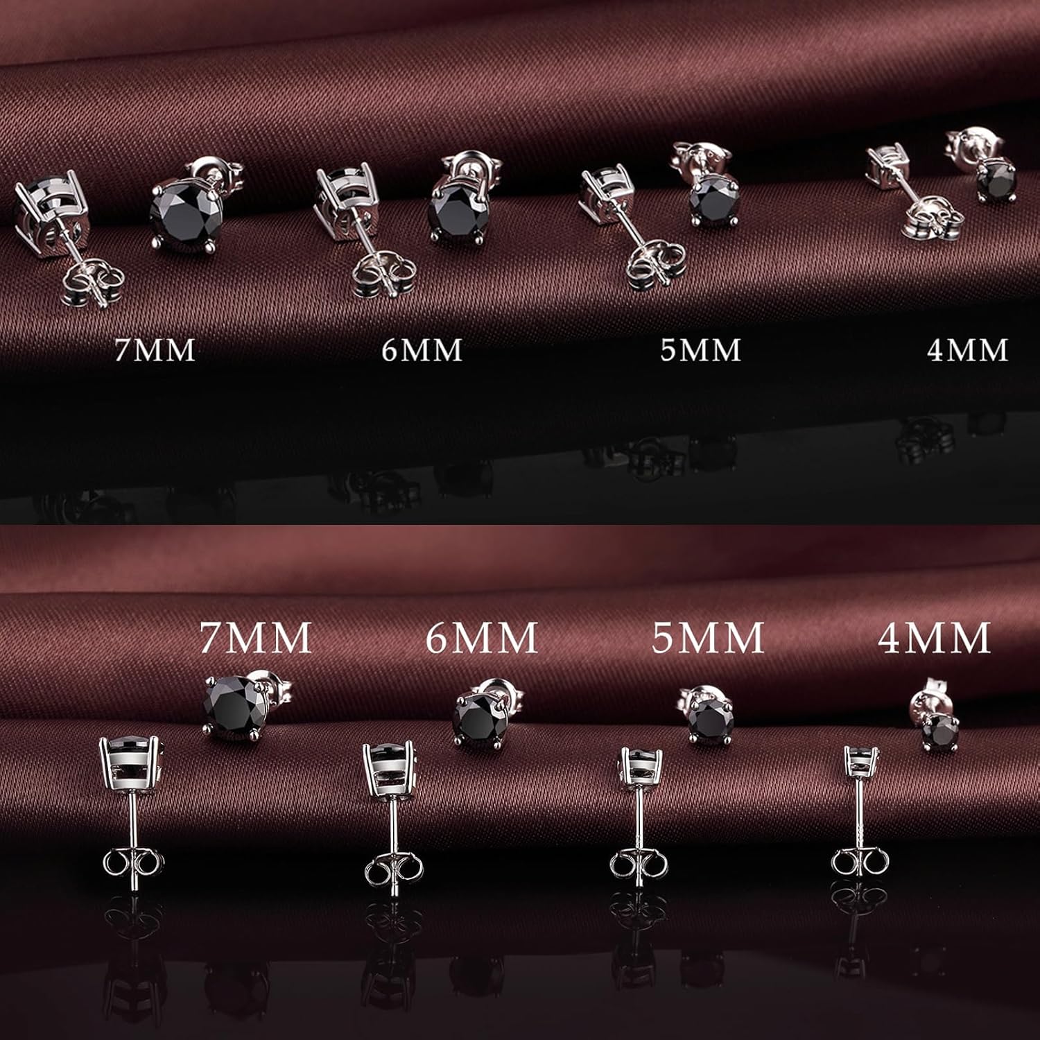 Sparkling 925 Sterling Silver Round Cut 5A+ Cubic Zirconia CZ Stud Earrings Hypoallergenic Earrings for Women/Men 4MM-8MM - Image 4