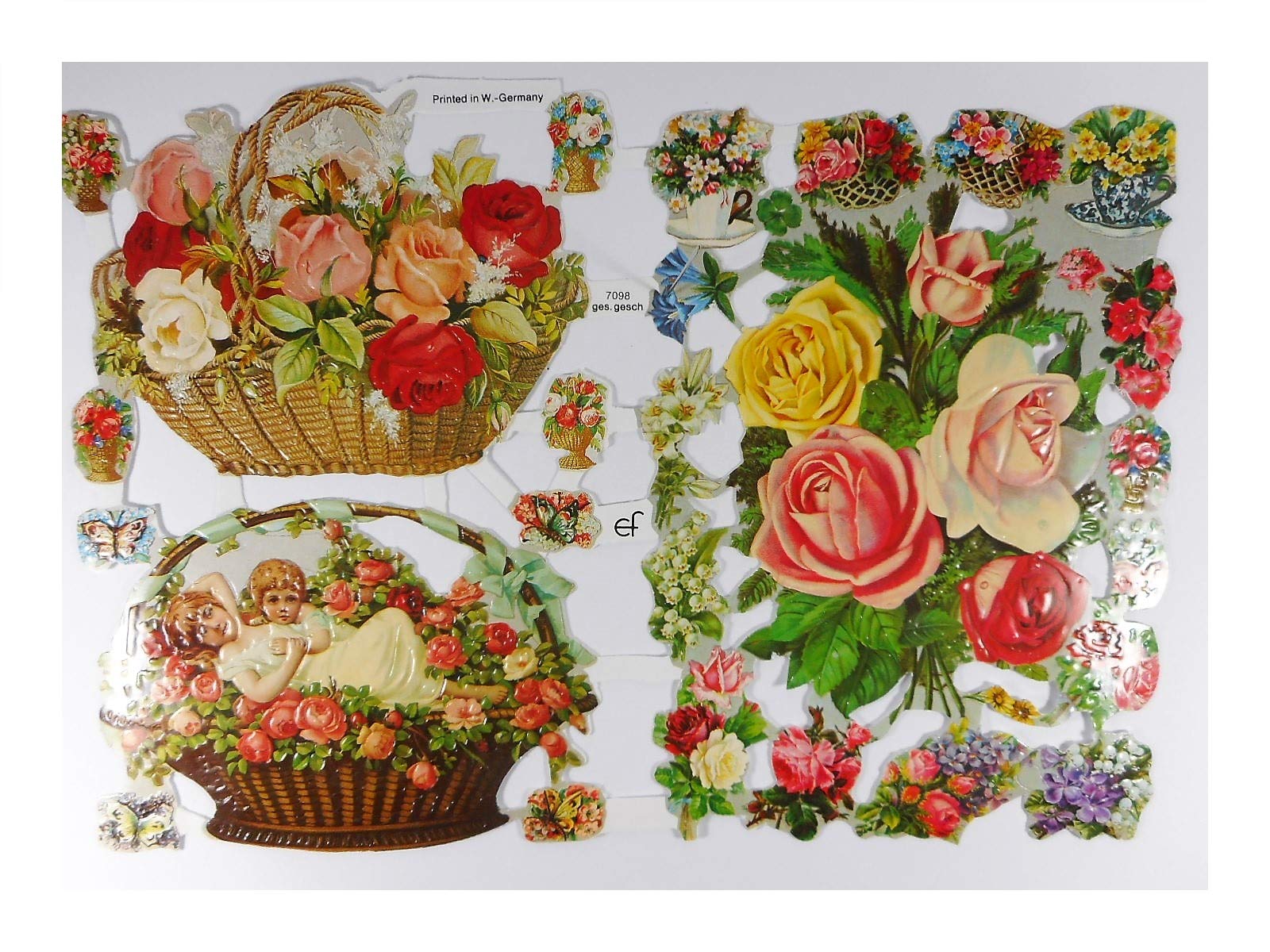 Glanzbilder Oblate Poesie – Motiv Taube, Liebe, Rose (ca. 24 X 15 Cm) Für Scrapbooking & Deko