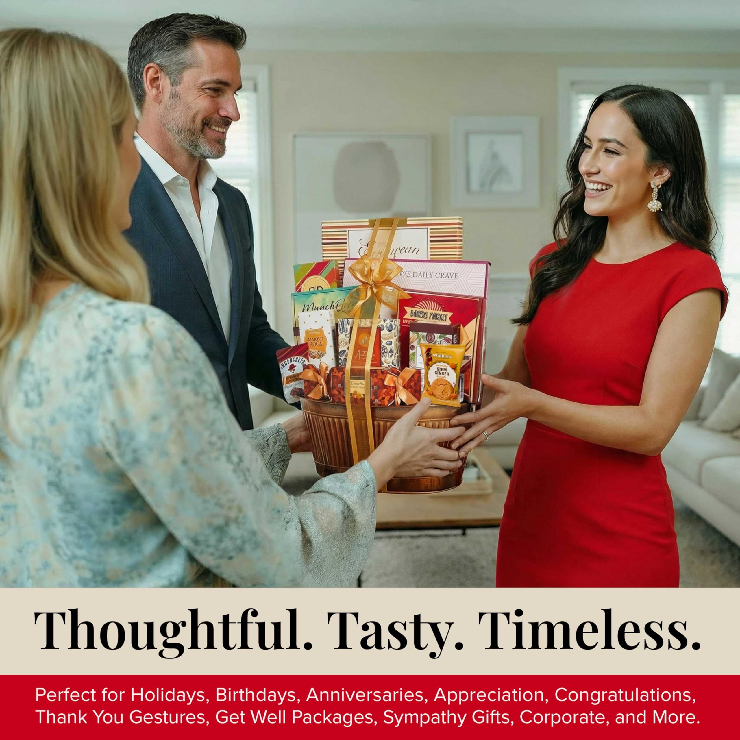 Broadway Basketeers Gourmet Easter Gift Basket for Women, Men, Families, Savory Snacks, great gift for Easter, Spring and Birthdays: Basket with Bow