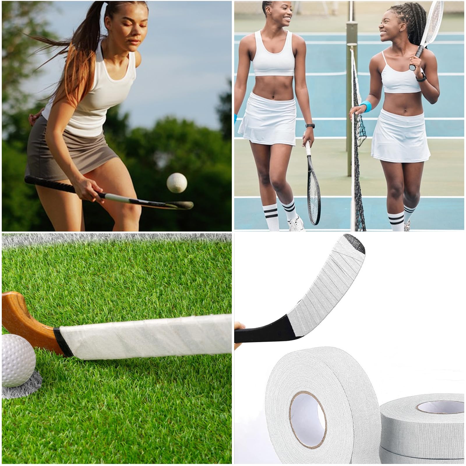 2 Rollos Cinta Palo Hockey Cinta Hockey Stick Cinta de Hockey Autoadhesivas 2,5cmx25m Cinta de Tela para Hockey, Cinta Adhesiva Hockey para Golf, Tenis, Bádminton (Blanco)