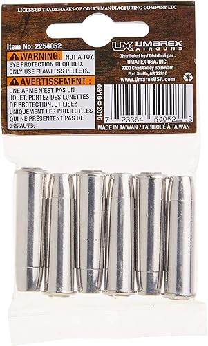 Miniatura 5 de Umarex Colt Peacemaker Revolver Single Action Army Six-Shooter Pistola de aire calibre .177, cápsulas de pellets de repuesto, plata (paquete de 6)