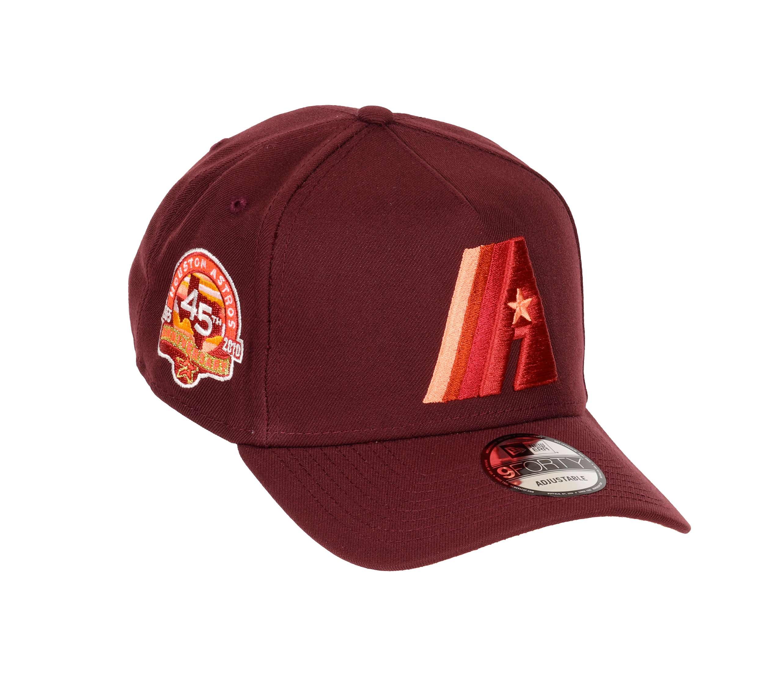 New Era Unisex Houston Astros #31359 Houston Astros Mlb 45Th Anniversary Sidepatch Cooperstown Maroon 9Forty A-Frame Snapback Cap